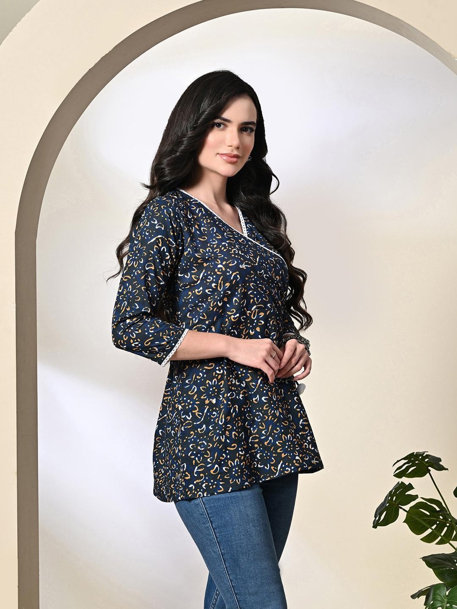 DECKEDUP Blue & Black Cotton Printed Tunic