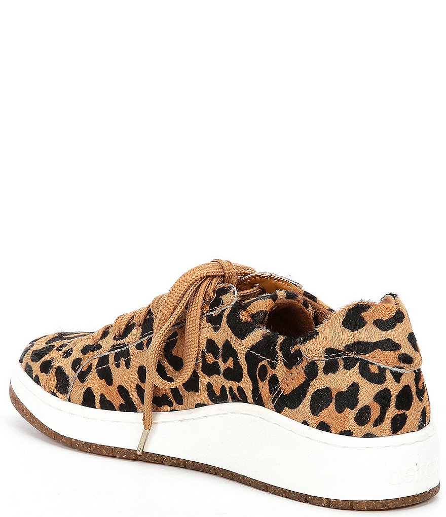 Aetrex Blake Leopard Print Calf Hair Lace-Up Sneakers