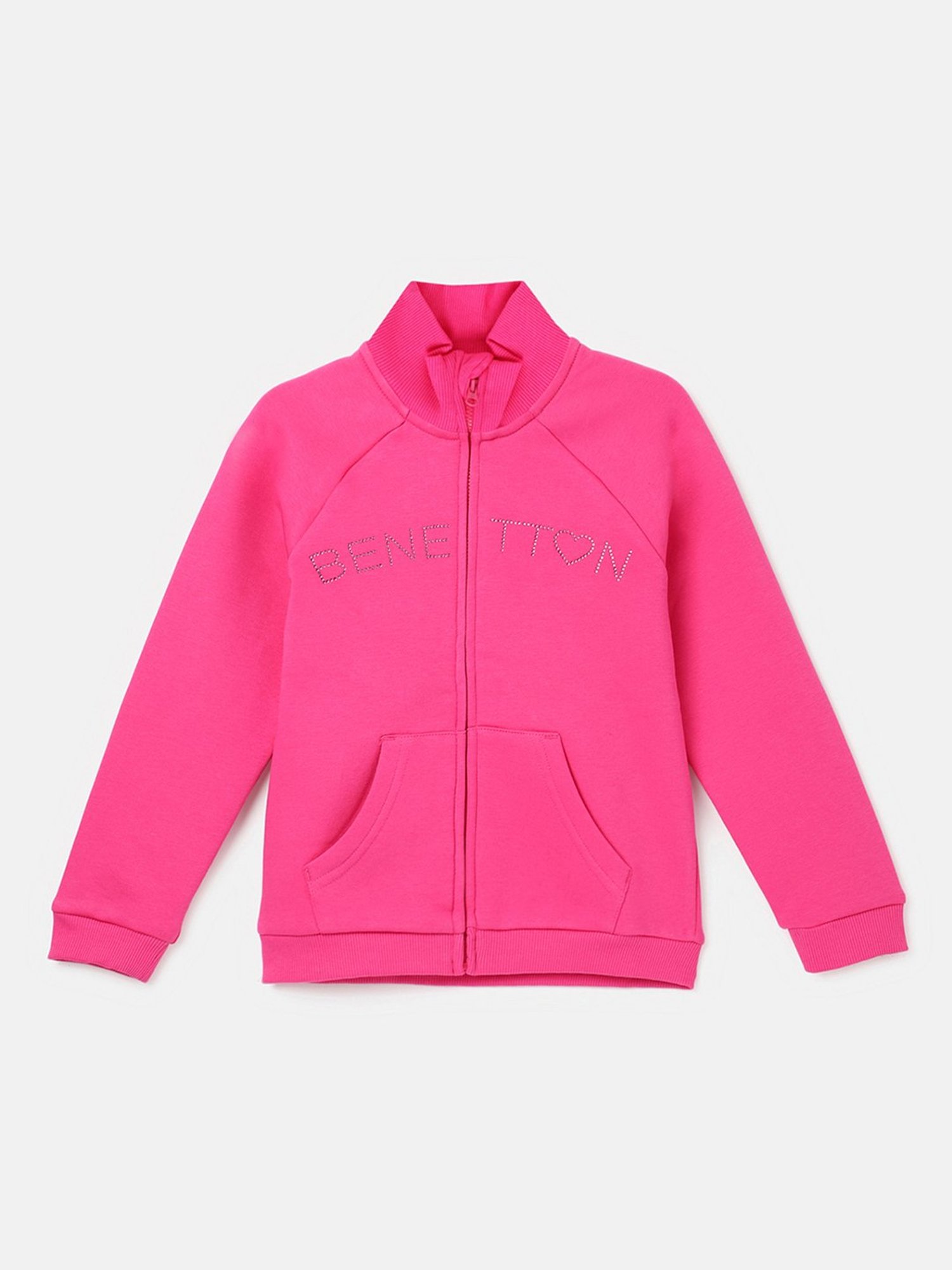 United Colors of Benetton Kids Fuchsia Embellished Full Sleeves Sweatshirt