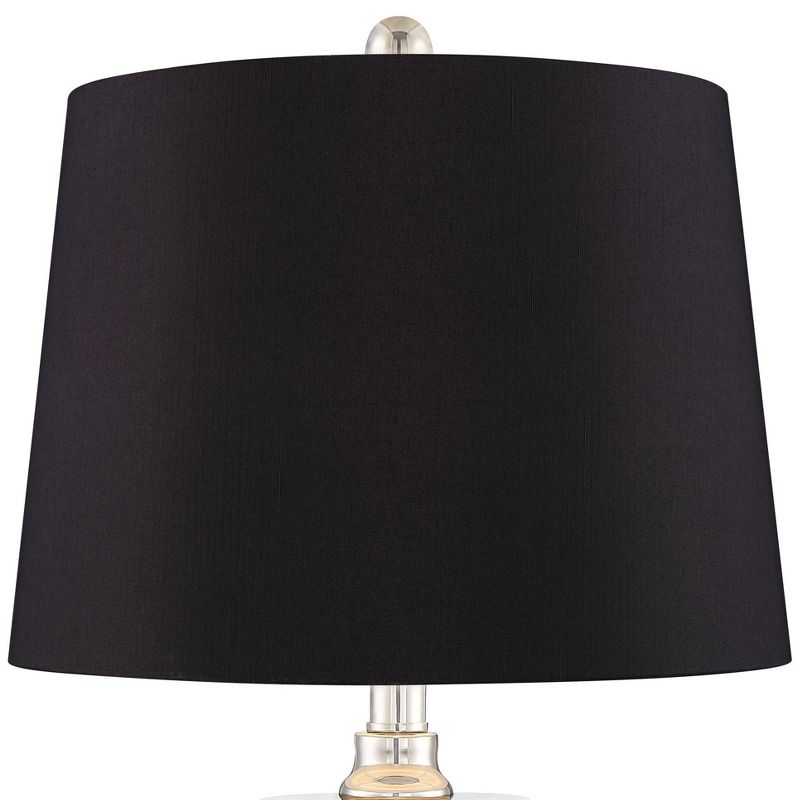 Regency Hill Luca Chrome Glass Black Shade Table Lamps with USB Port Set of 2