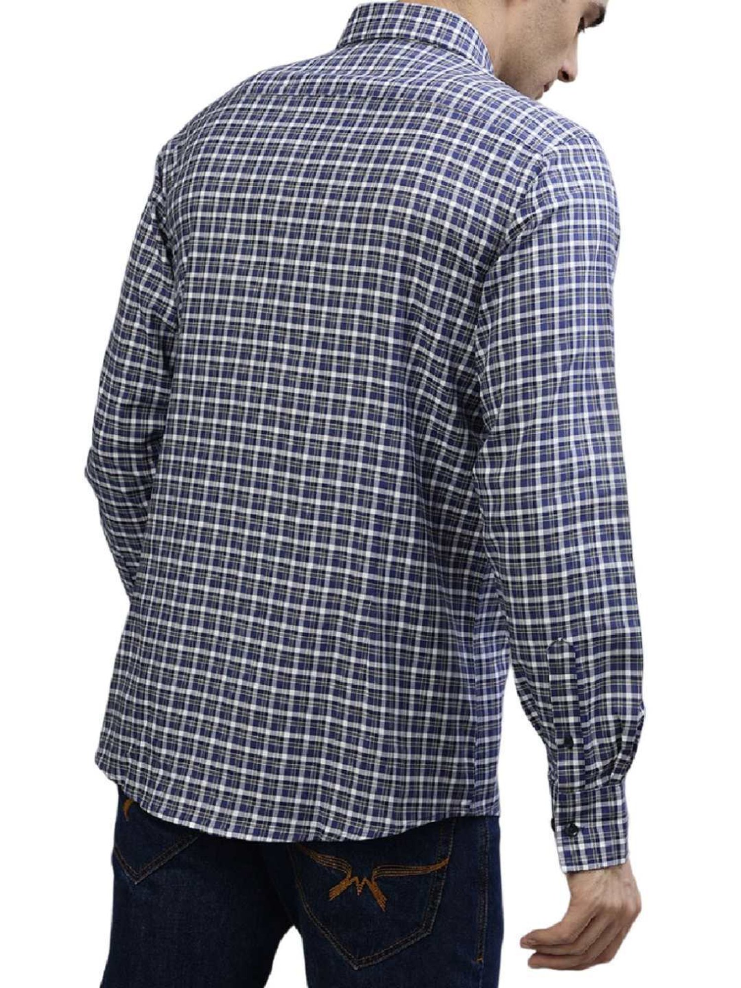Bruun & Stengade Blue Cotton Regular Fit Checks Shirt