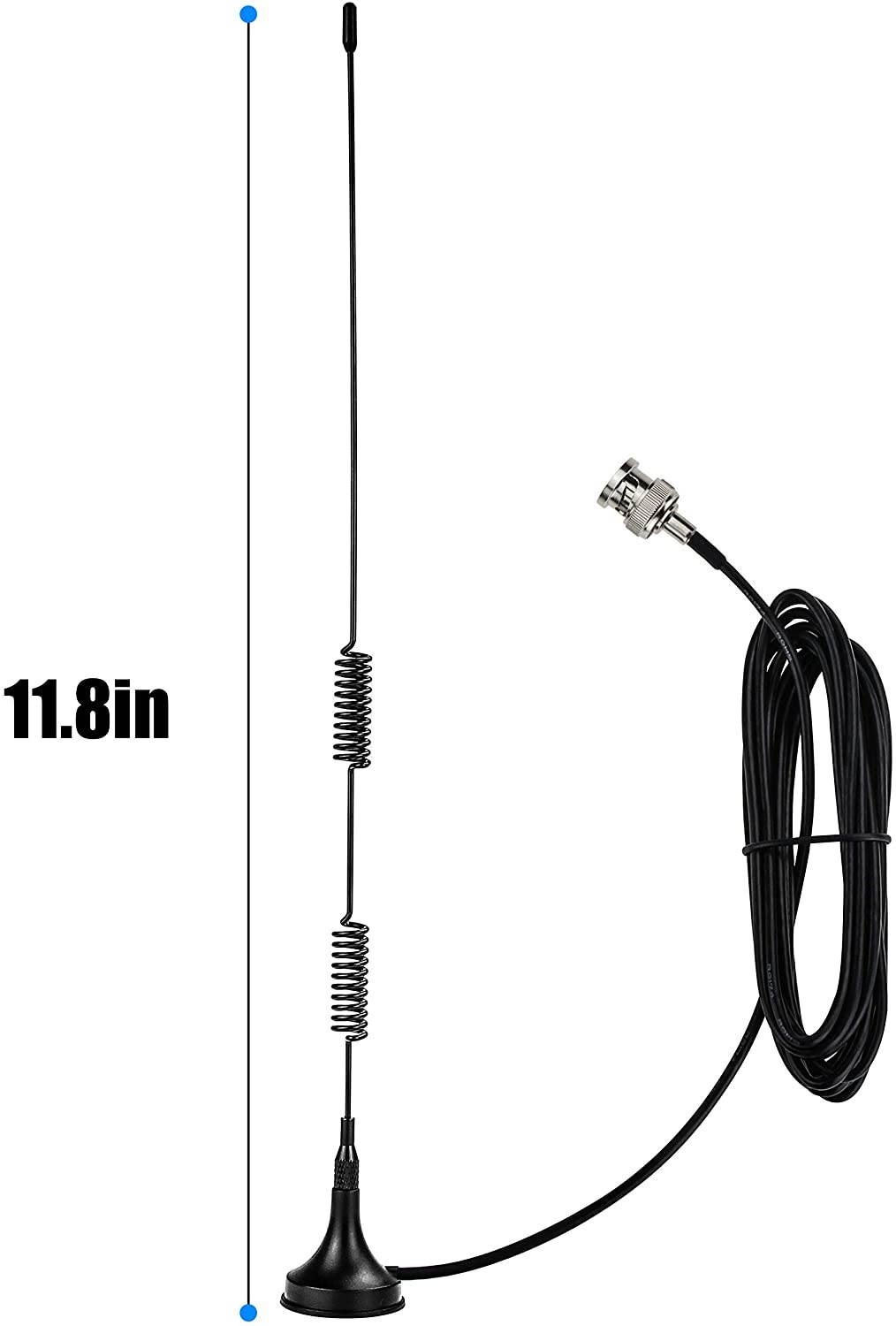 StickyDeal Ham Radio Antenna Dual Band VHF UHF 136-174MHz 400-470MHz BNC Male Magnetic Mount Antenna Compatible with Ham Radio BaoFeng UV-3R Yaesu Standard Horizon Marine VHF Radio, 10ft/3m