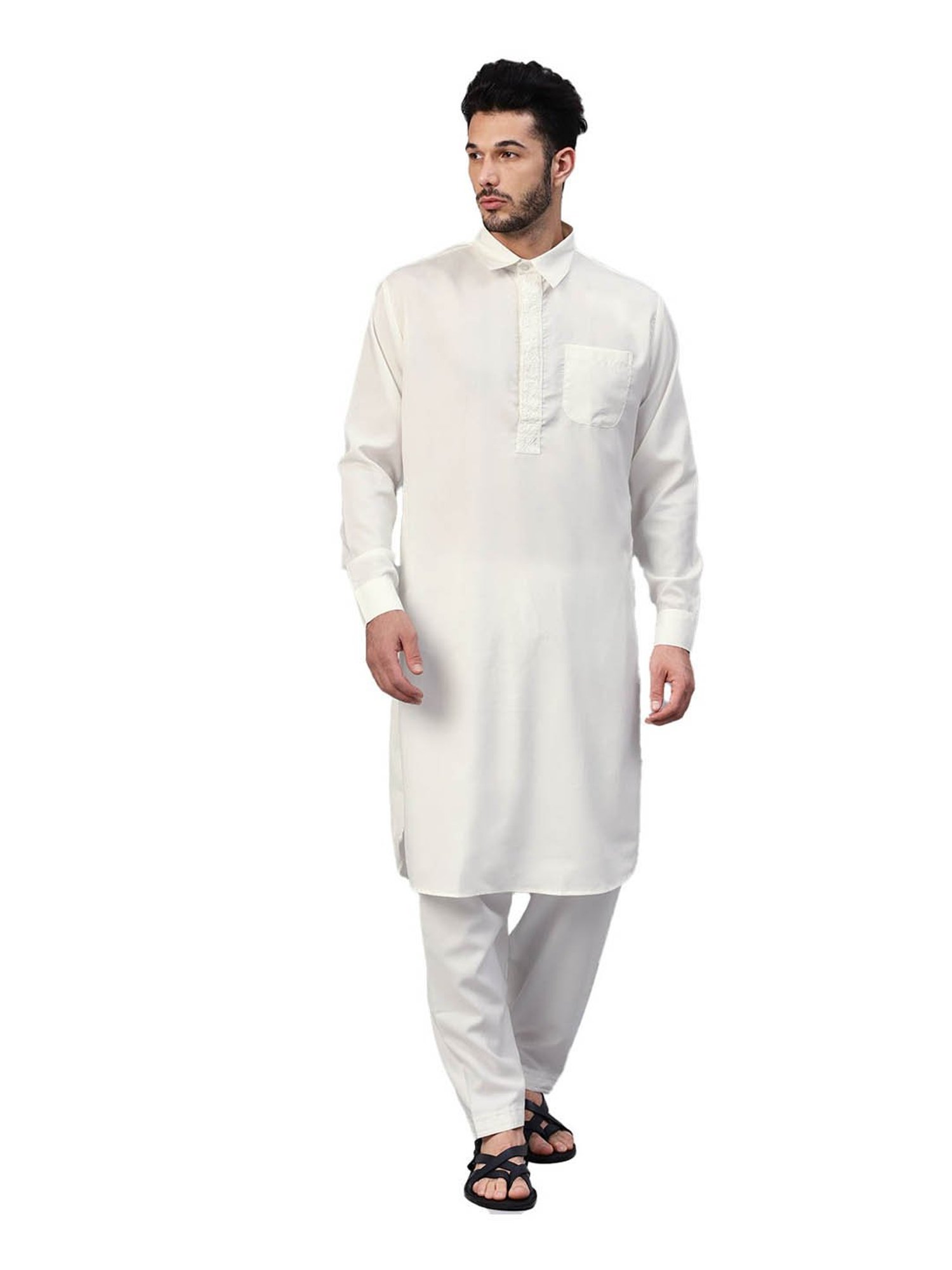 Sanwara White Regular Fit Chikankari Kurta & Churidar Set