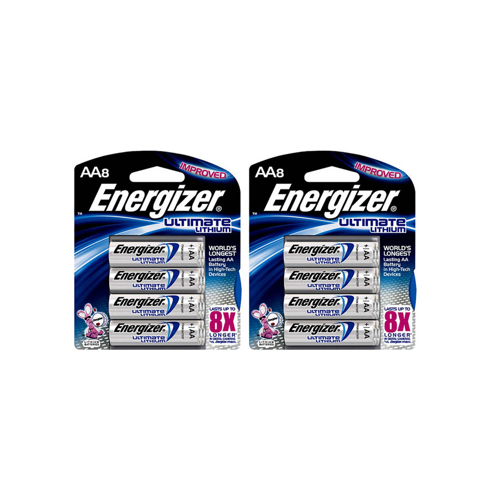 2x Energizer 8pack 1.5V Ultimate Lithium Batteries AA Long Lasting