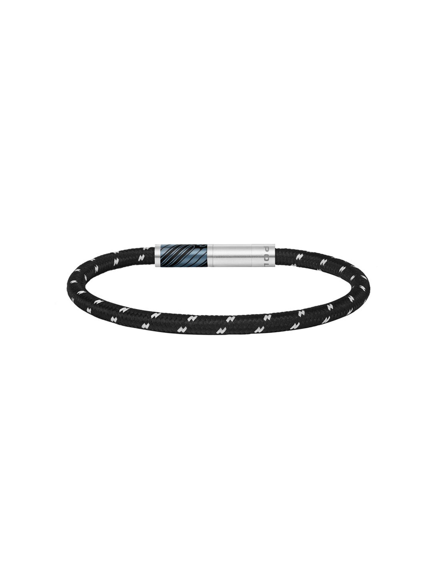 Police Plaint Emblem Woven Cord Black Casual Bracelet for Men