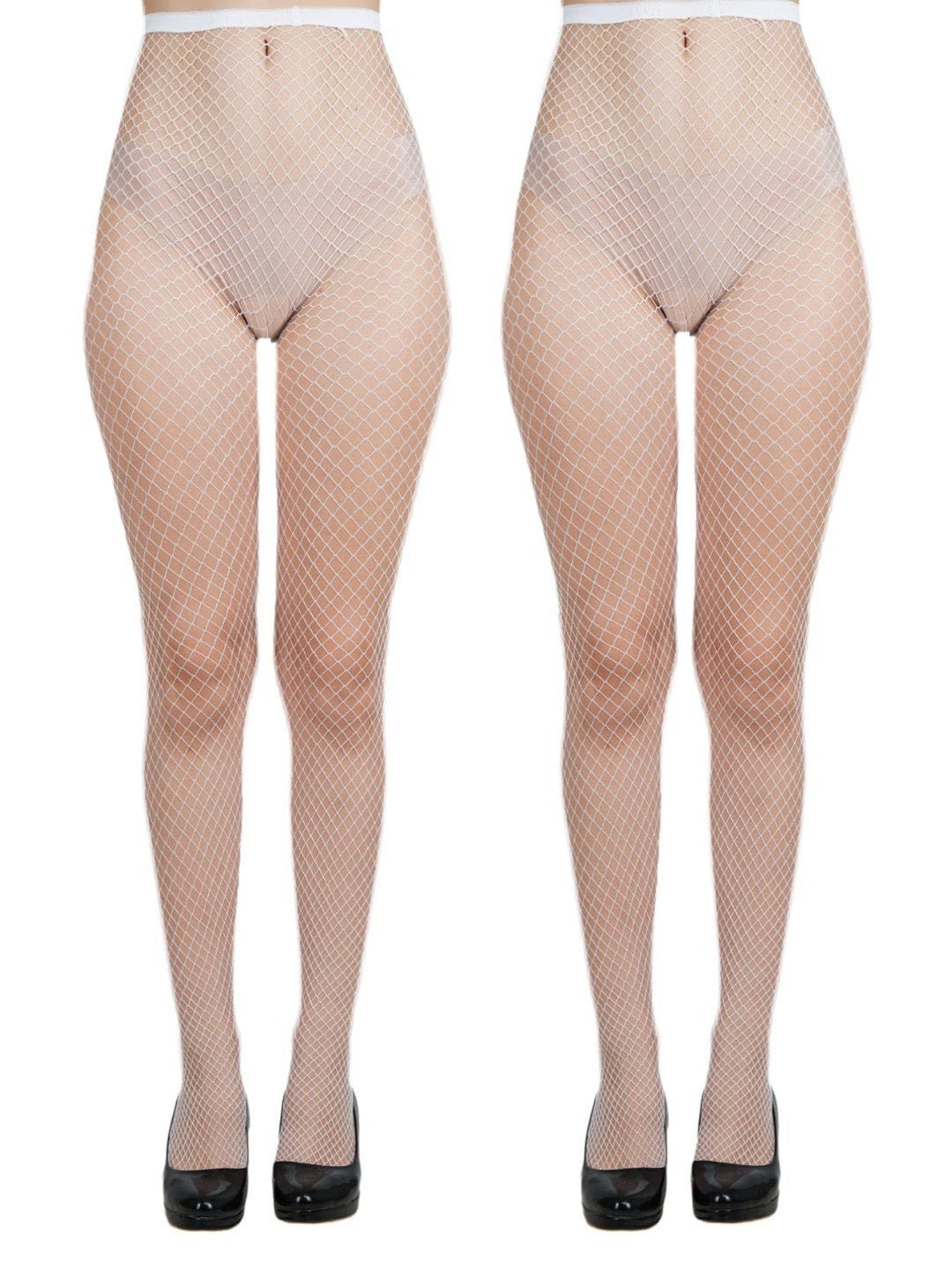 NEXT2SKIN White Nylon Mesh Pantyhose Stockings - Pack of 2