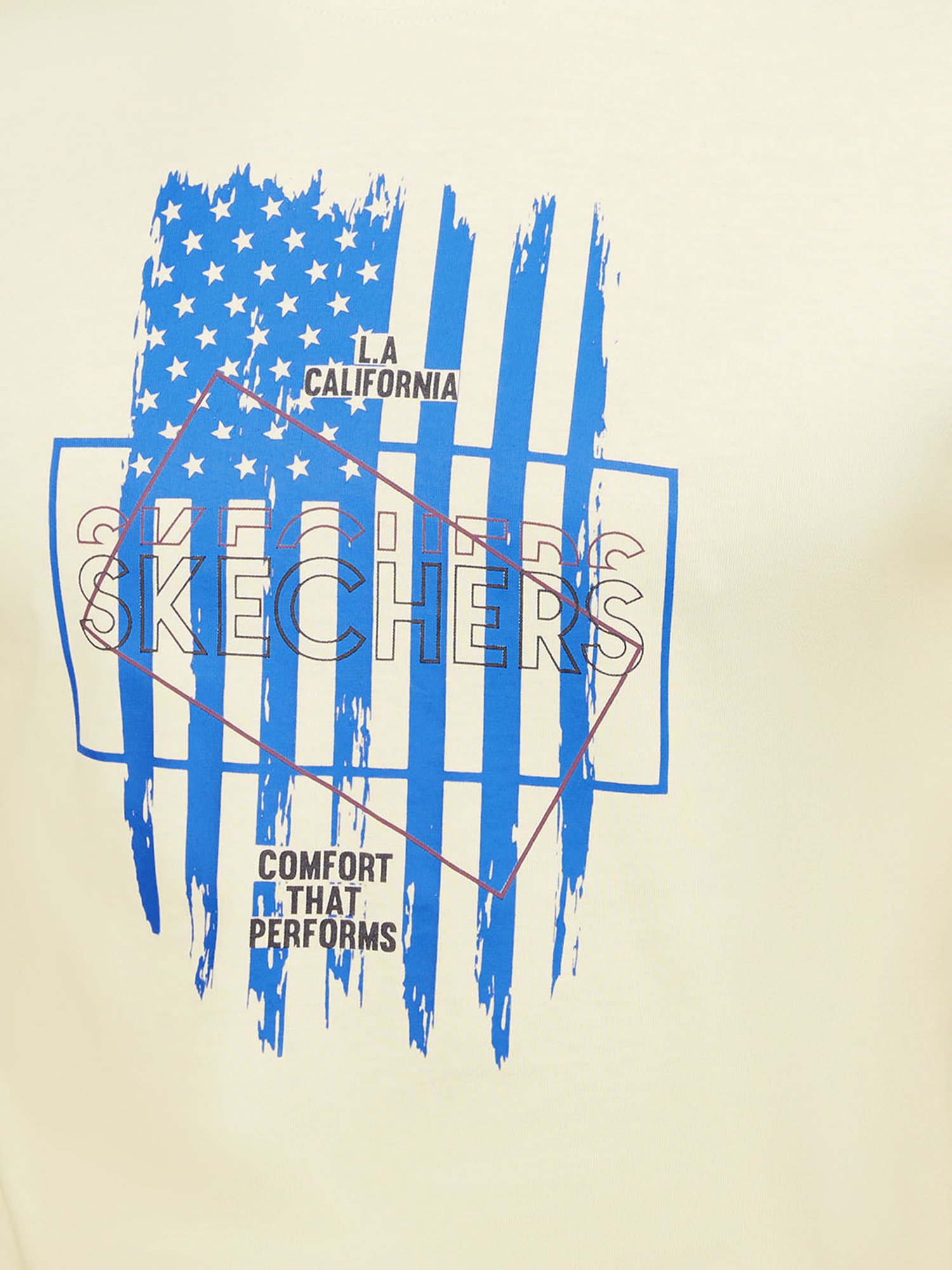 Skechers Off White Regular Fit Printed Crew T-Shirt