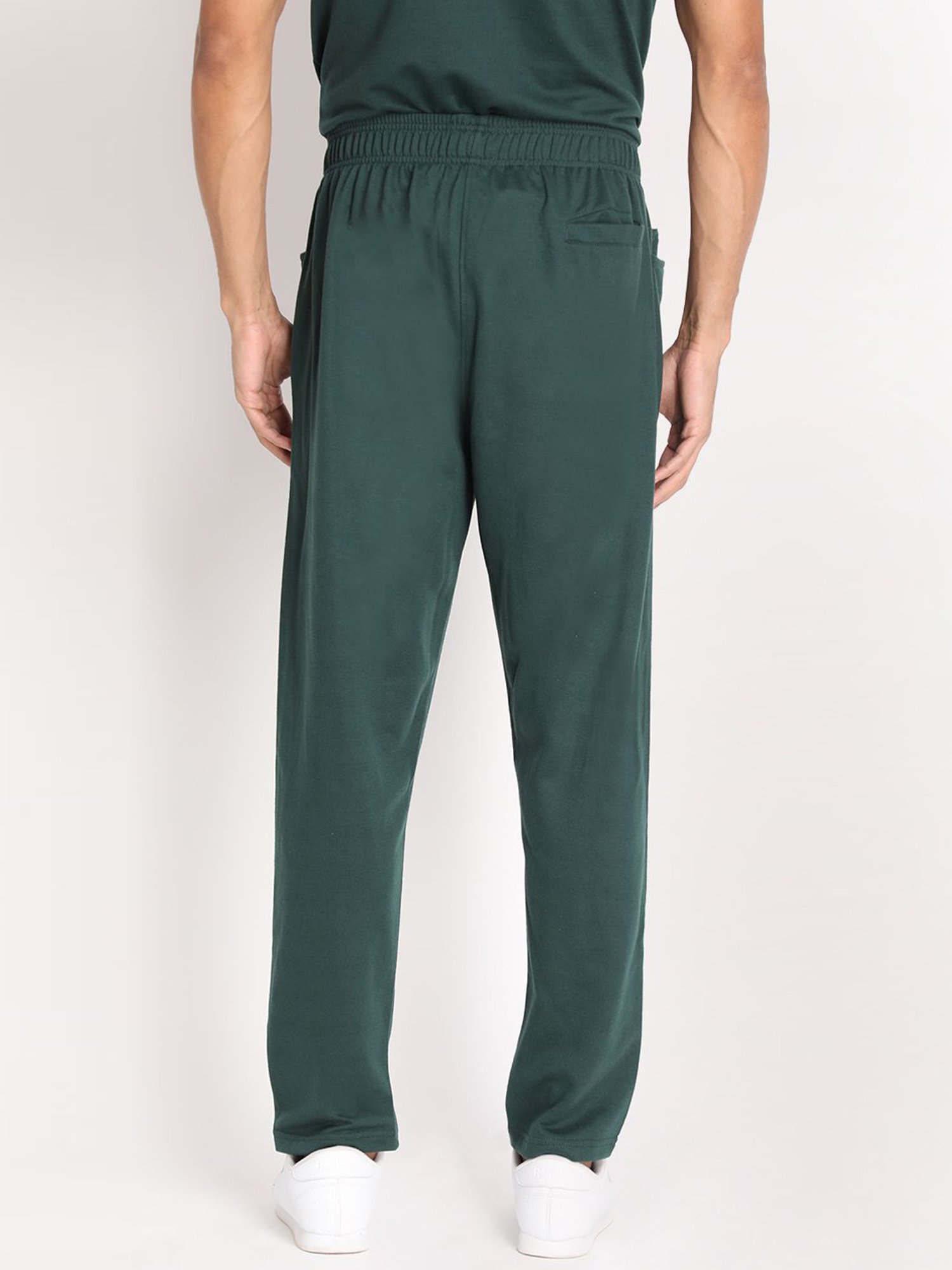 Chkokko Bottle Green Cotton Relaxed Fit Track Pants