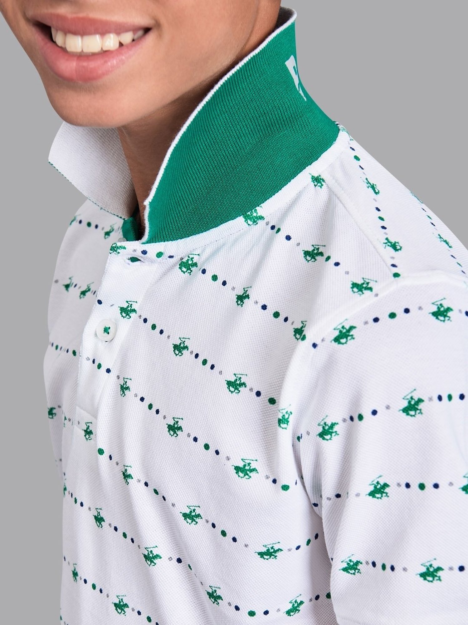 Beverly Hills Polo Club Kids White Cotton Printed Polo T-Shirt