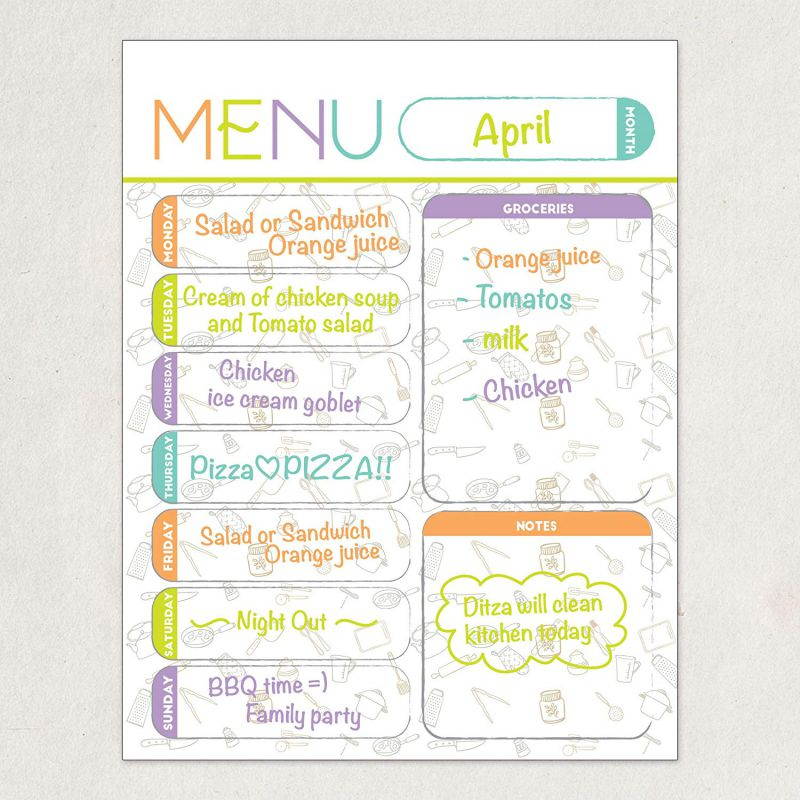 Best EXTRA LARGE 13 x 17 -inch Dry Erase or Wet Erase Laminated Magnetic Dry Erase Menu And Groceries Planner - Perfect for Refrigerators Keep a Weekly Meal Plan & Grocery List Blue & White