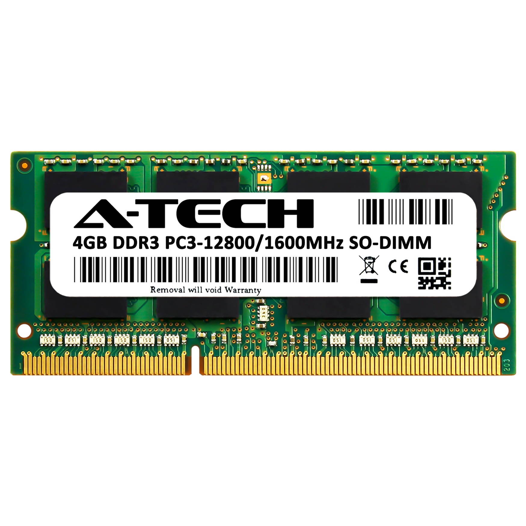 A-Tech 4GB DDR3 1600MHz SODIMM PC3-12800 CL11 Non-ECC Unbuffered 204-Pin SO-DIMM Notebook Laptop RAM Memory Upgrade Module