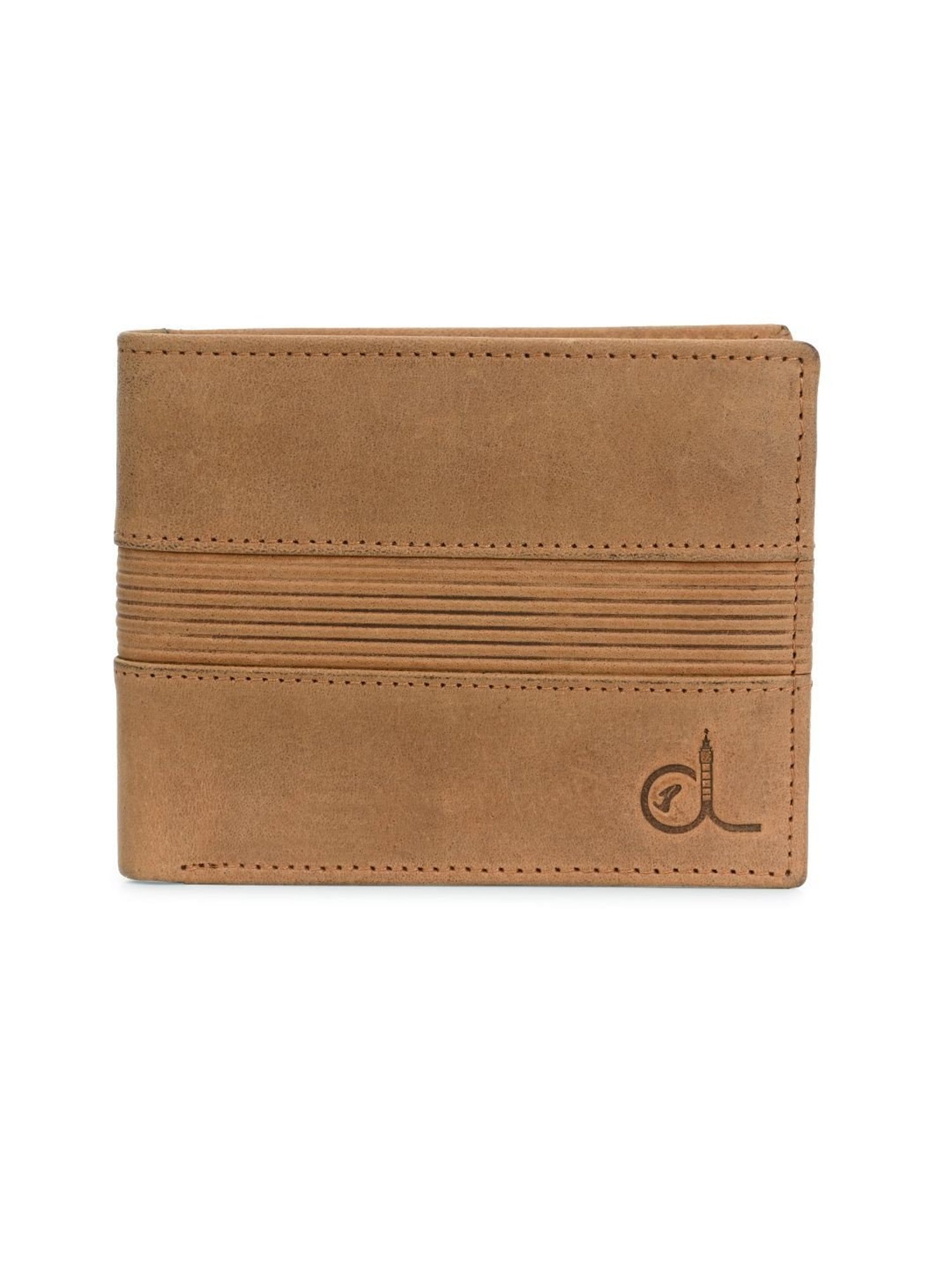 Clog London Tan Textured Leather Small Bi-Fold Wallet for Men