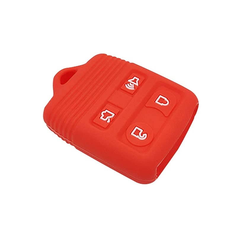 Autotech Remote Key Silicone Rubber Keyless Entry Shell Case Fob and Key Skin Cover 4 Buttons Fit For Explorer Edge Escort Expedition Explorer Focus Mustang Lincoln Navigator (Red)
