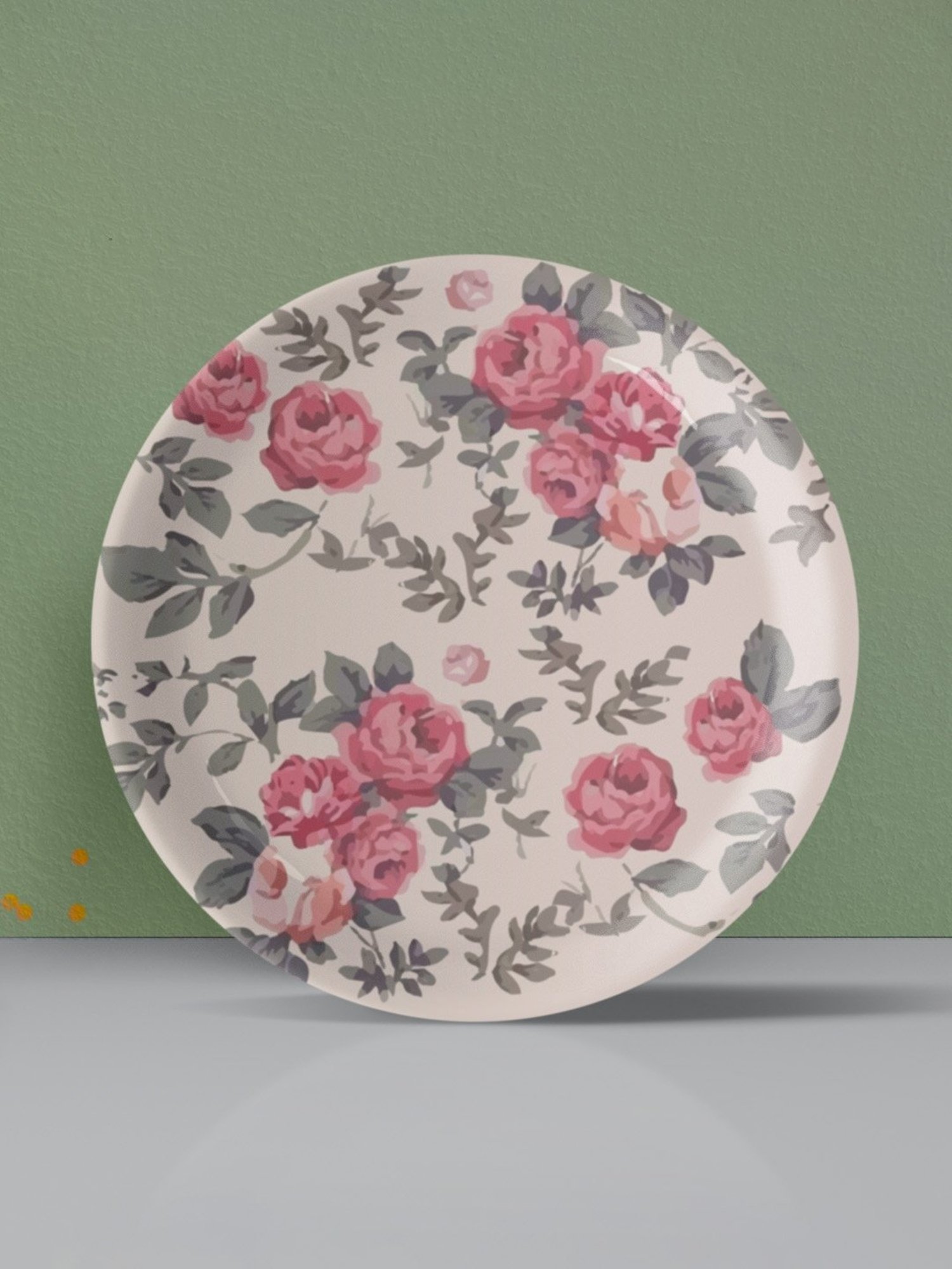 Nestroots English Rose Printed Multicolor Porcelain Wall Plate