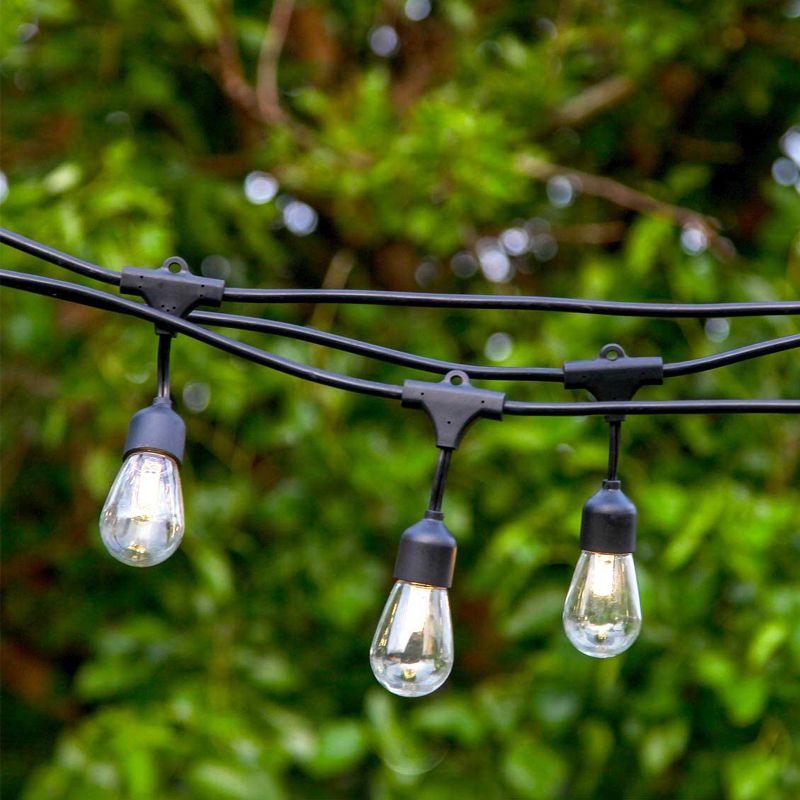 Brightech SLR-48HG-SW Weatherproof Solar Powered 1 Watt LED Outdoor 48 Feet Edison Vintage Italian Cafe Bistro Patio String Lights w/ 15 White Bulbs