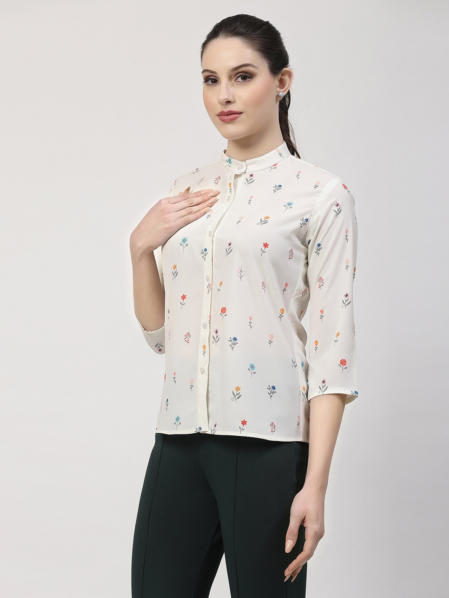 Office & You Cream Printed Shirt