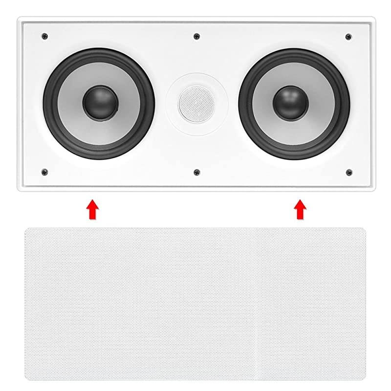 Ceiling Wall Mount Enclosed Speaker 300 Watt Stereo Inwall Inceiling Flush Mounted Sound Speaker System W Dual 525 Long Throw Woofers 1 Tweeter 8 Ohm Impedance  PDIWCS56 White