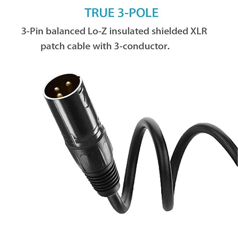 6 Ft XLR Microphone Cable 4 Pack DMX Cables for Stage Lighting XLR Male to Femlae Balanced 3 Pin Black