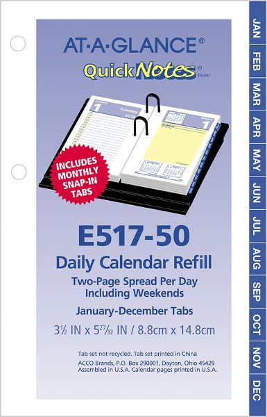 AT-A-GLANCE QuickNotes Daily Desk Calendar Refill - Calendars
