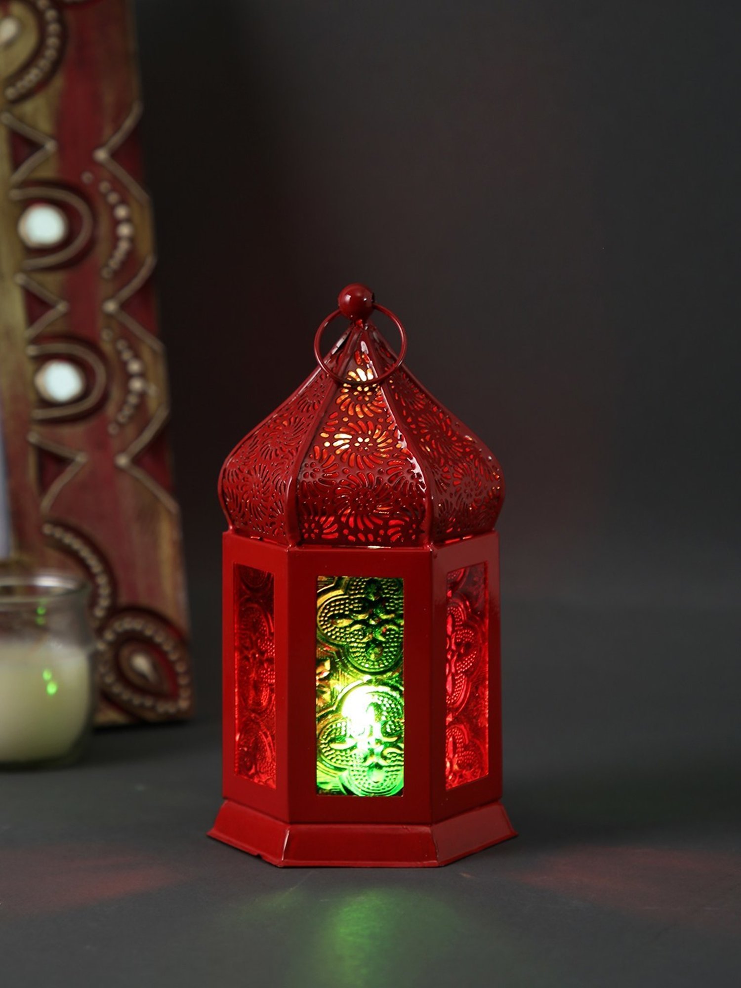 Tayhaa Red Metal Morrocan Lantern