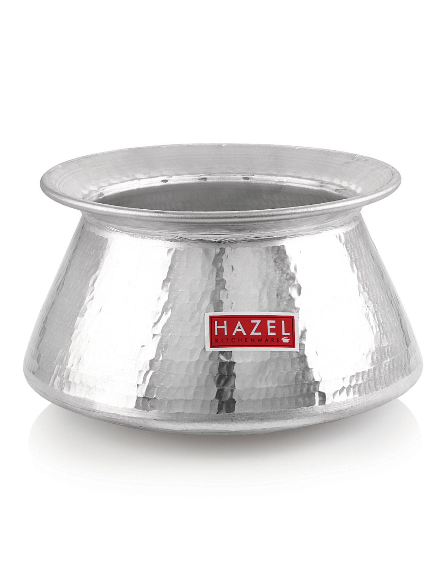 HAZEL Hammered Finish Silver Aluminium Tope or Patila with Lid (Set of 1)