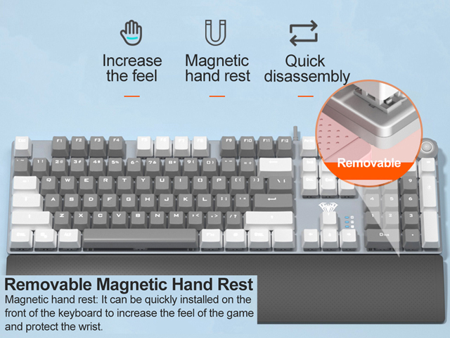 AULA F2058/F2088 Mechanical Gaming Keyboard wrist rest Multimedia Knob, Marco Programming metal panel LED Backlit keyboard for Computer Gamer
