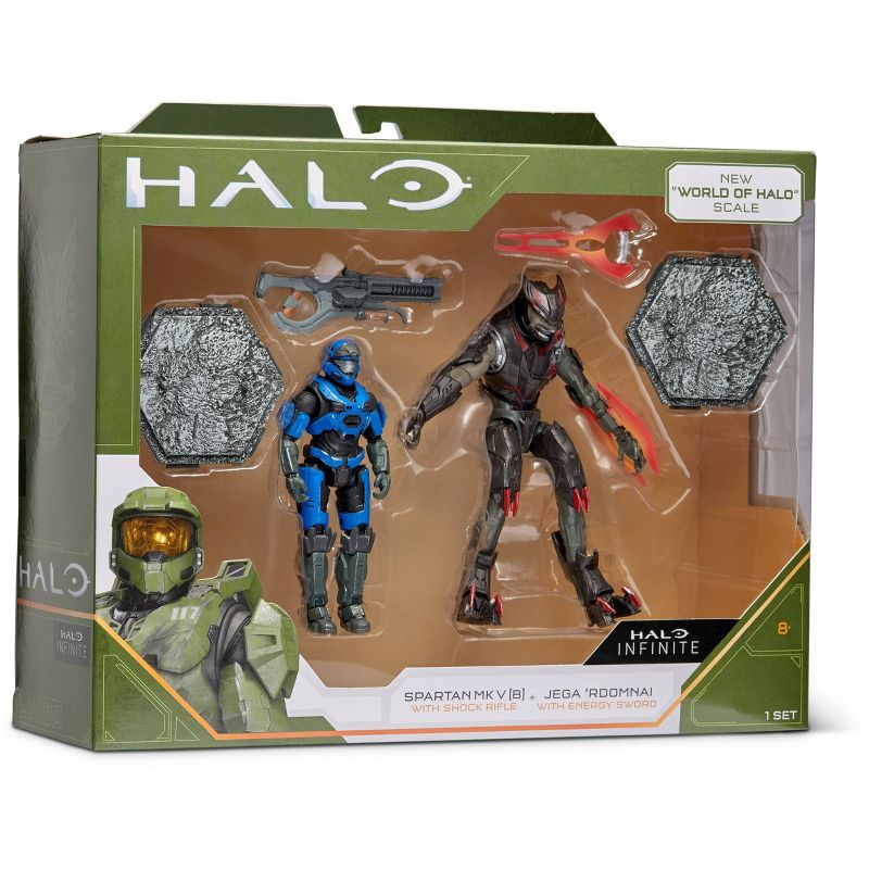 HALO - 2 Figure Pack (4" Heroes and Villains Figures) - Spartan Mk. V vs. Jega Rdomnai