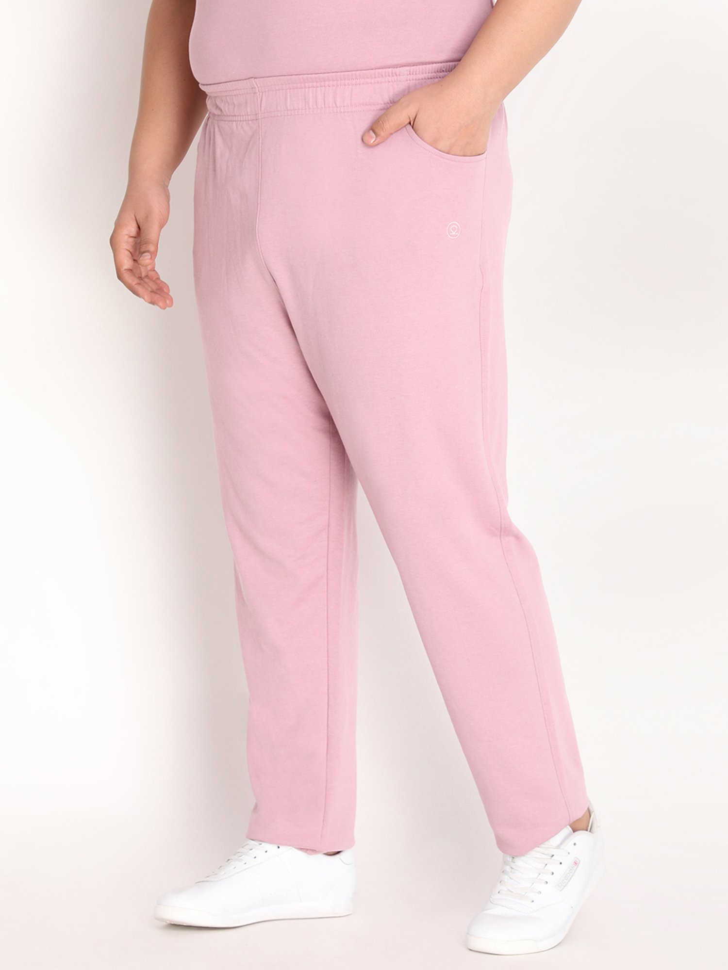 Chkokko Pastel Pink Cotton Relaxed Fit Trackpants