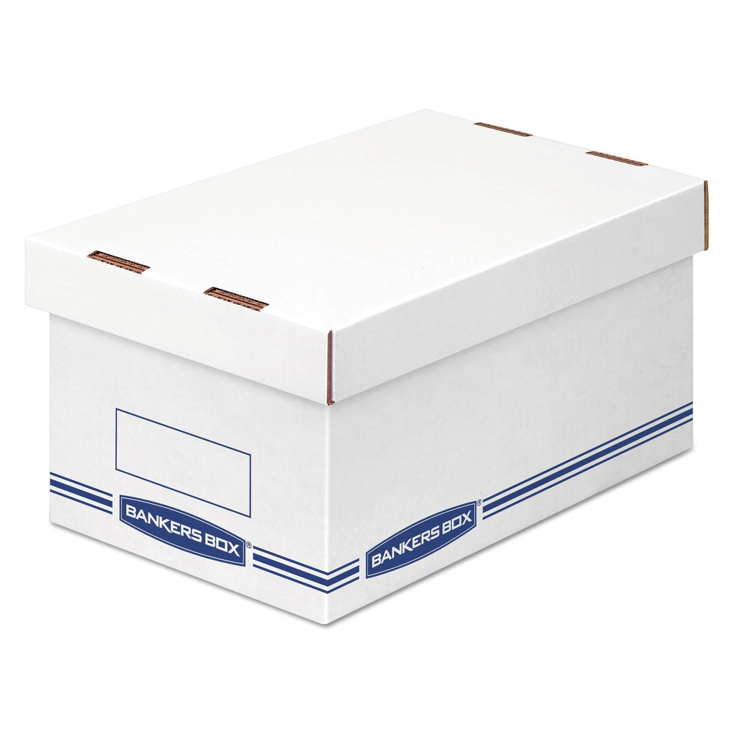 Bankers Box 4662201 Organizer Storage Boxes, Medium, White/Blue, 12/Carton