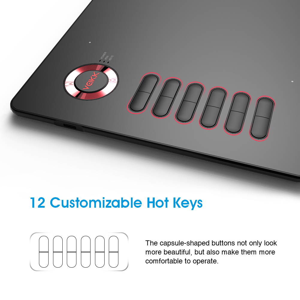 VEIKK A15 10x6 inch Digital Graphics Drawing Tablet Drawing Pen Tablet with Battery-Free Passive Stylus and 12 Shortcut Keys,20 Nibs and 1 Artist Glove (8192 Levels Pressure)