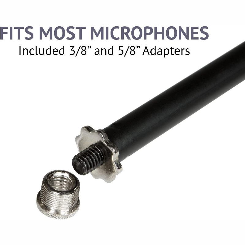 LyxPro Professional Microphone Stand Heavy Duty 90&rdquo; Studio Overhead Boom Stand with Rolling Caster Wheels, 87&rdquo; Extra Long Telescoping Arm Mount, Foldable Tripod Legs & Adjustable Counterweight