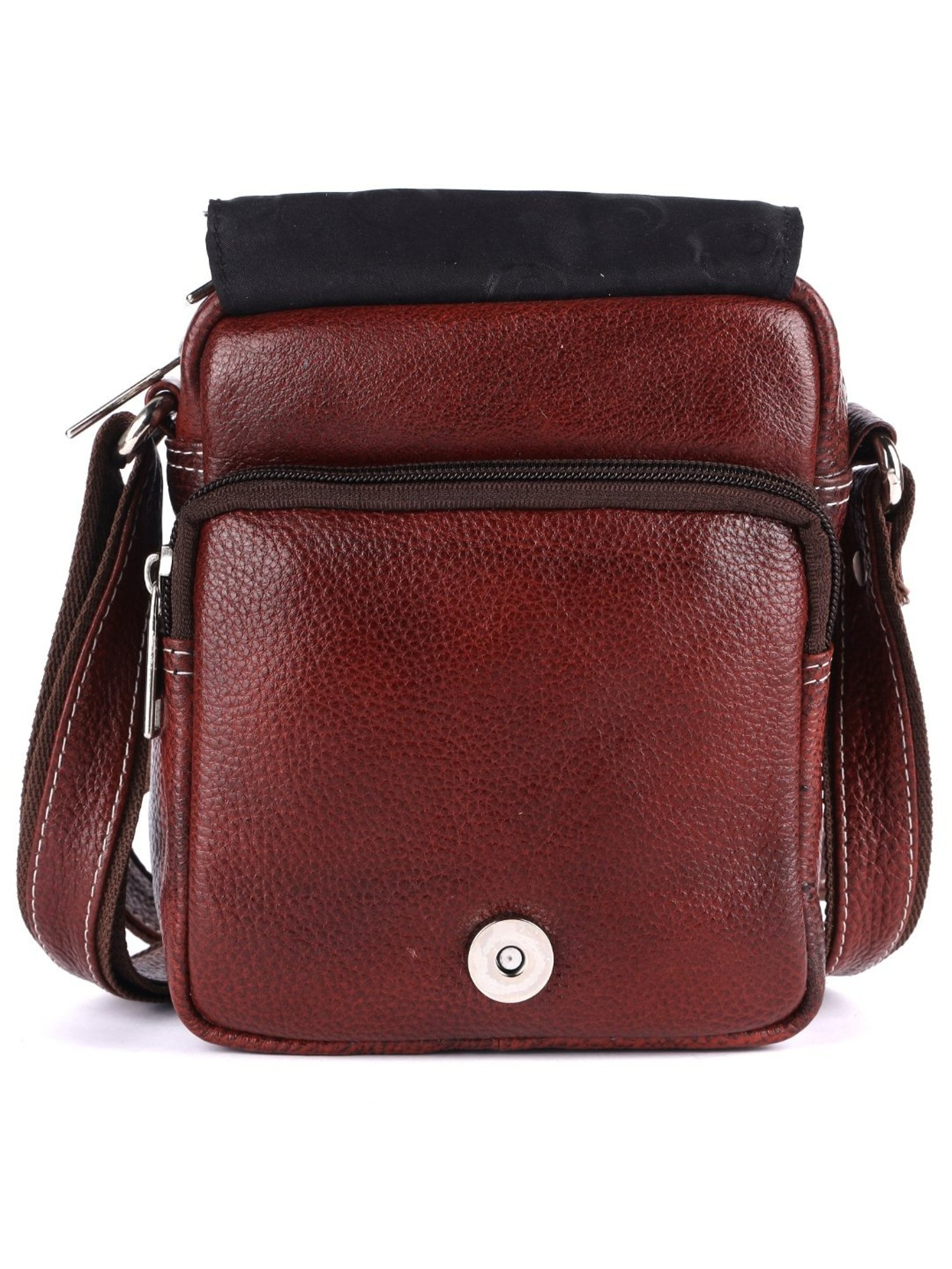 HiLEDER Brown Textured Small Leather 7 inch Cross Body Bag