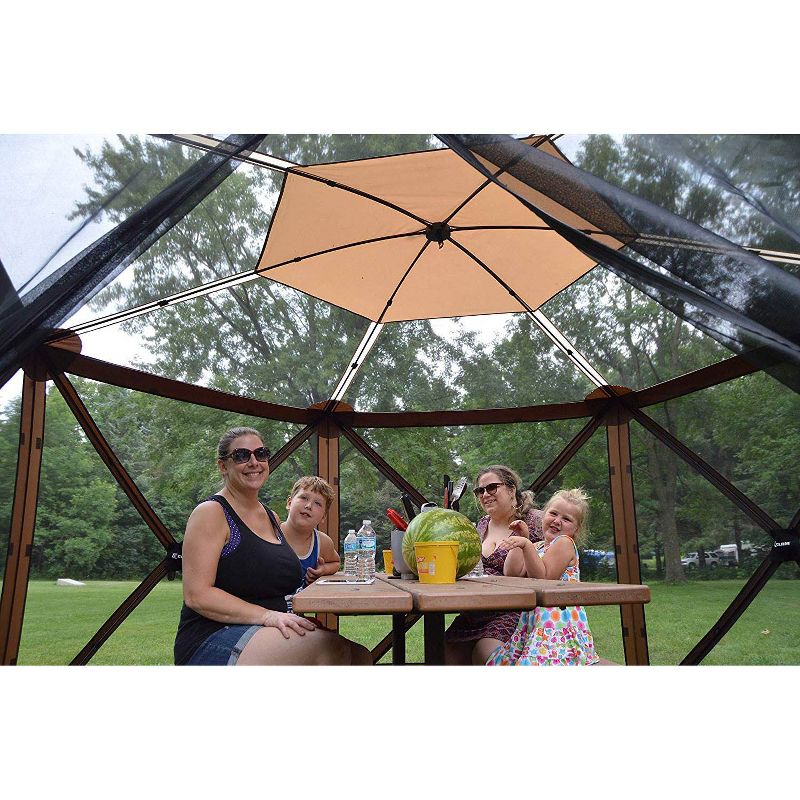 Clam Quick Set Escape Sky Screen Portable Camping Outdoor Gazebo Shelter, Brown