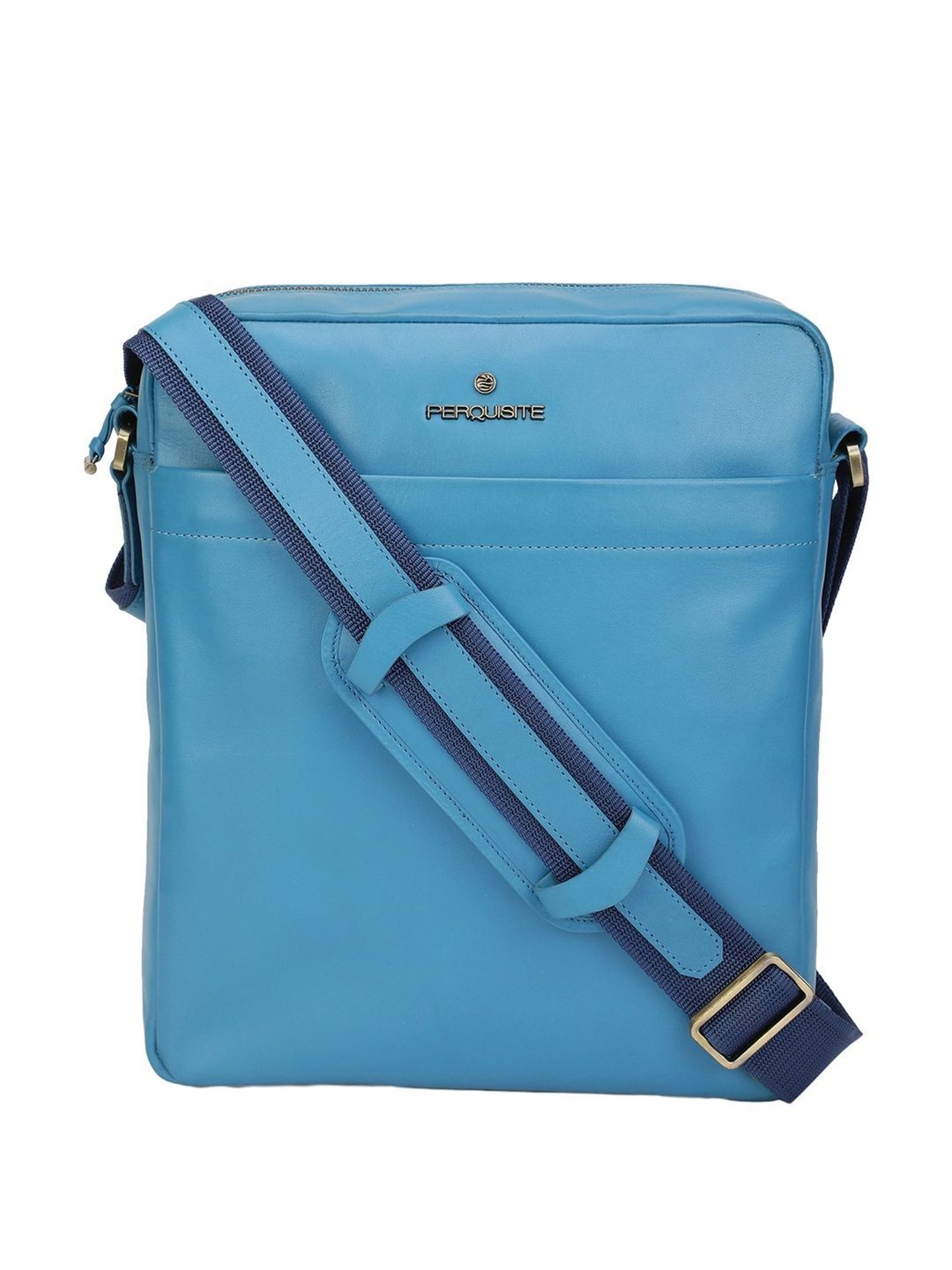PERQUISITE MARK Blue Solid Medium Cross Body Bag