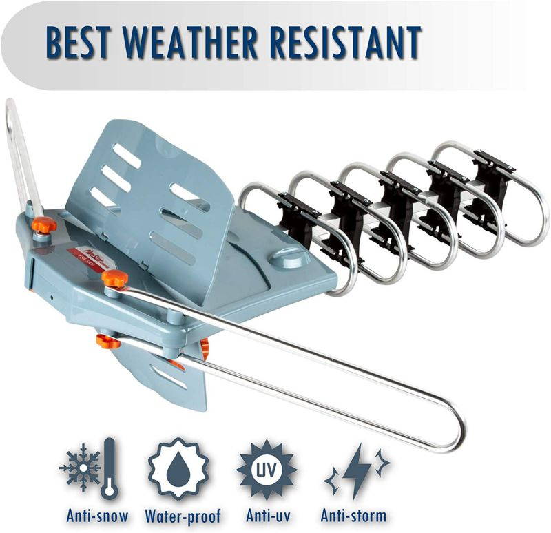 FiveStar [Newest 2020] HDTV Antenna Amplified Digital Outdoor Antenna 150 Miles Range, 360 Degree Rotation Wireless Remote, with 40FT RG6 Coax Cable Installation Kit and Mounting Pole 5 TVs