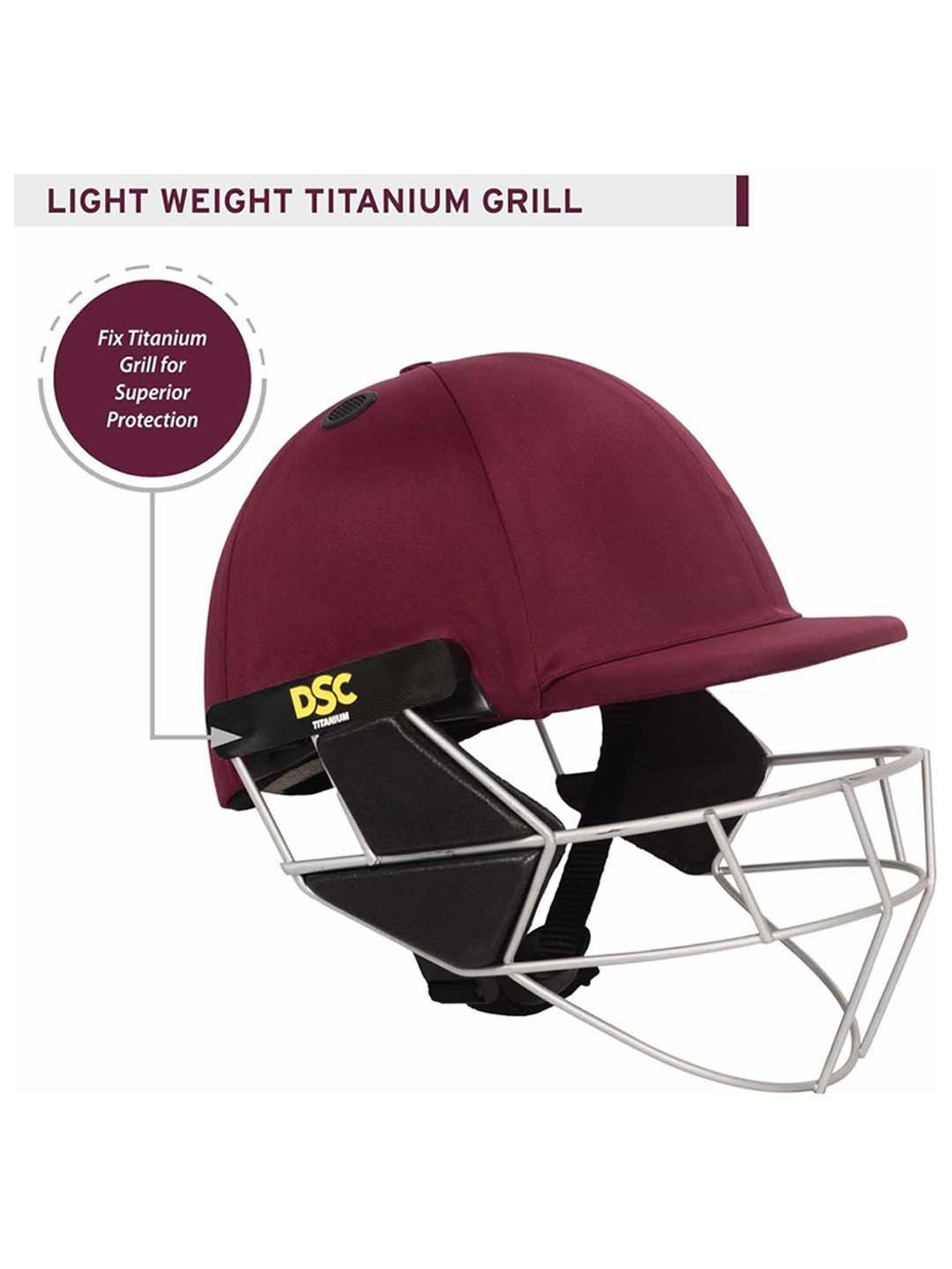DSC Scud LITE Titanium Premium Cricket Helmet with Neck Guard Size - M