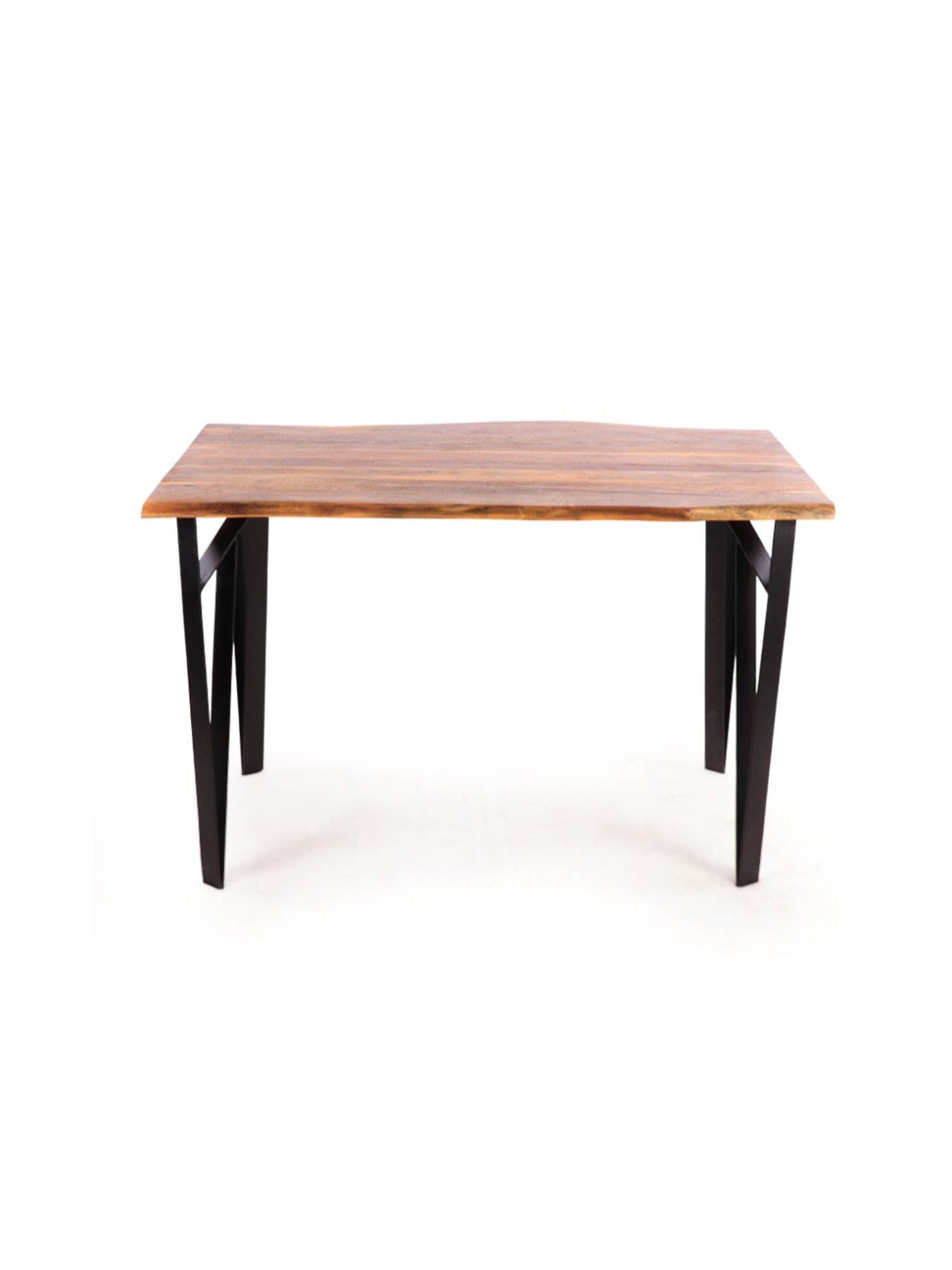 ExclusiveLane Raw Edges Beige Acacia Wood Handcrafted 4 Seater Dining Table Natural Finish