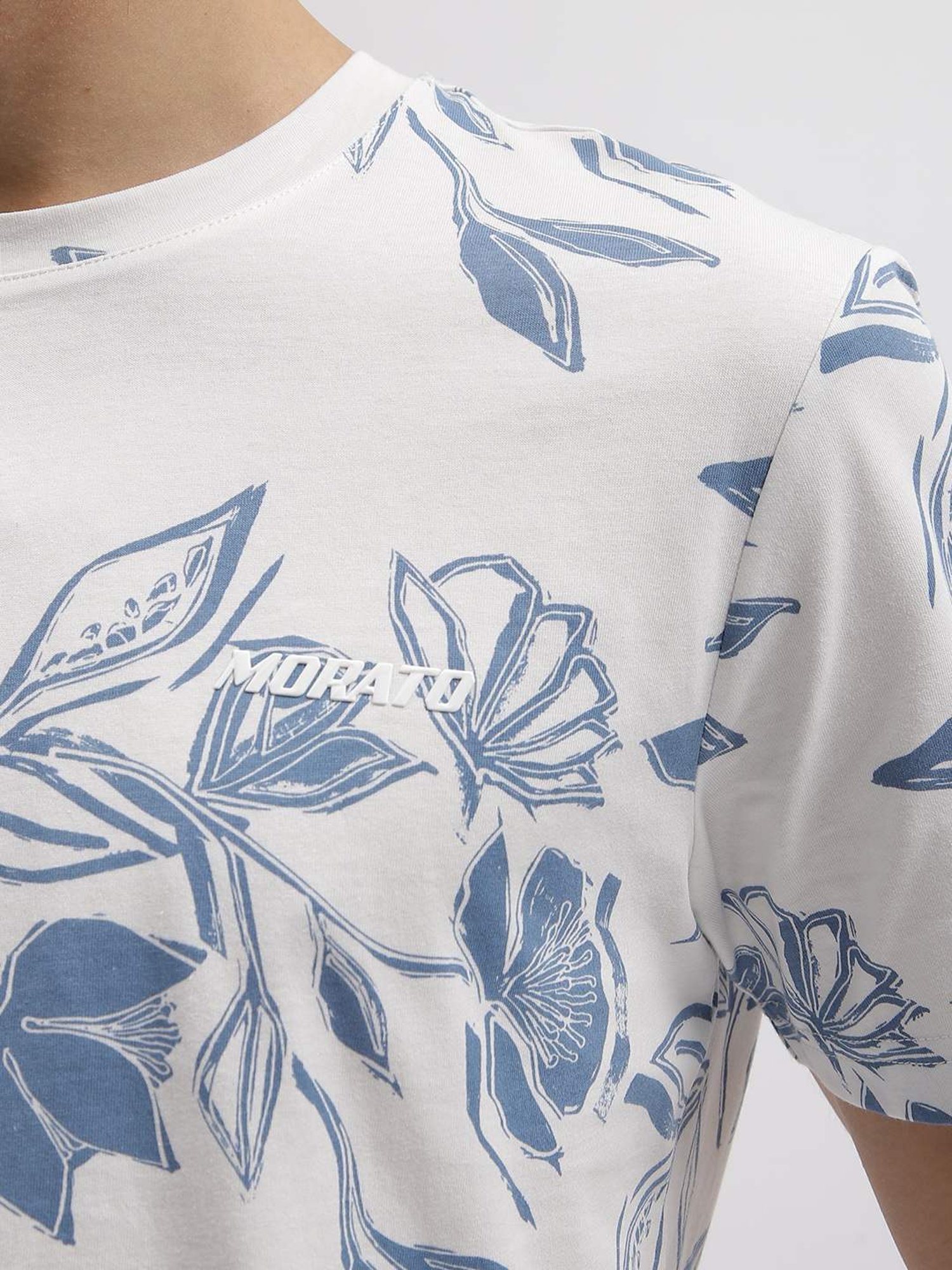 Antony Morato Blue Cotton Regular Fit Printed T-Shirt