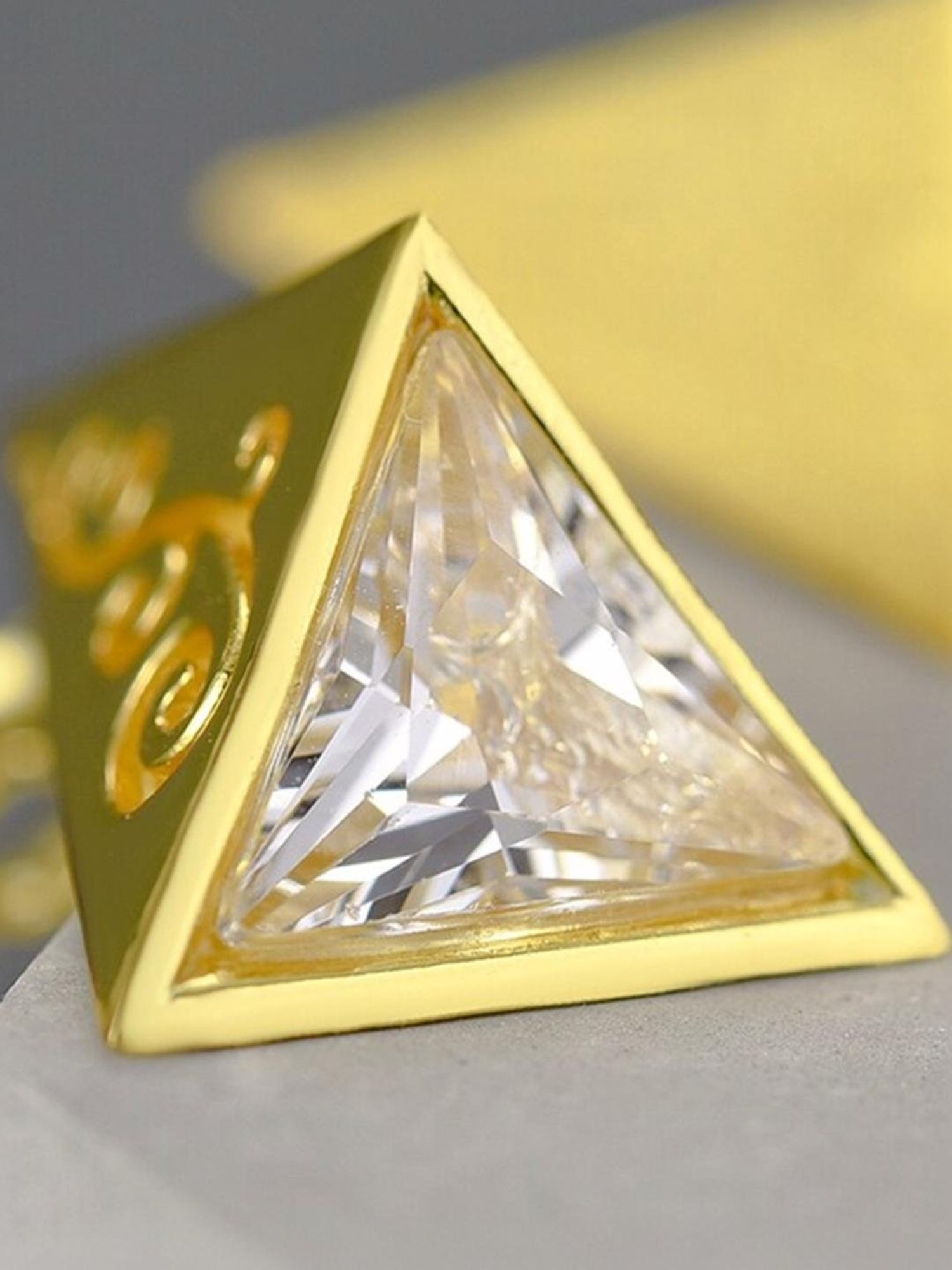 Rihi by P.C. Chandra Jewellers 925 Silver Gold-Plated Triangle Stud Earrings for Women & Girls