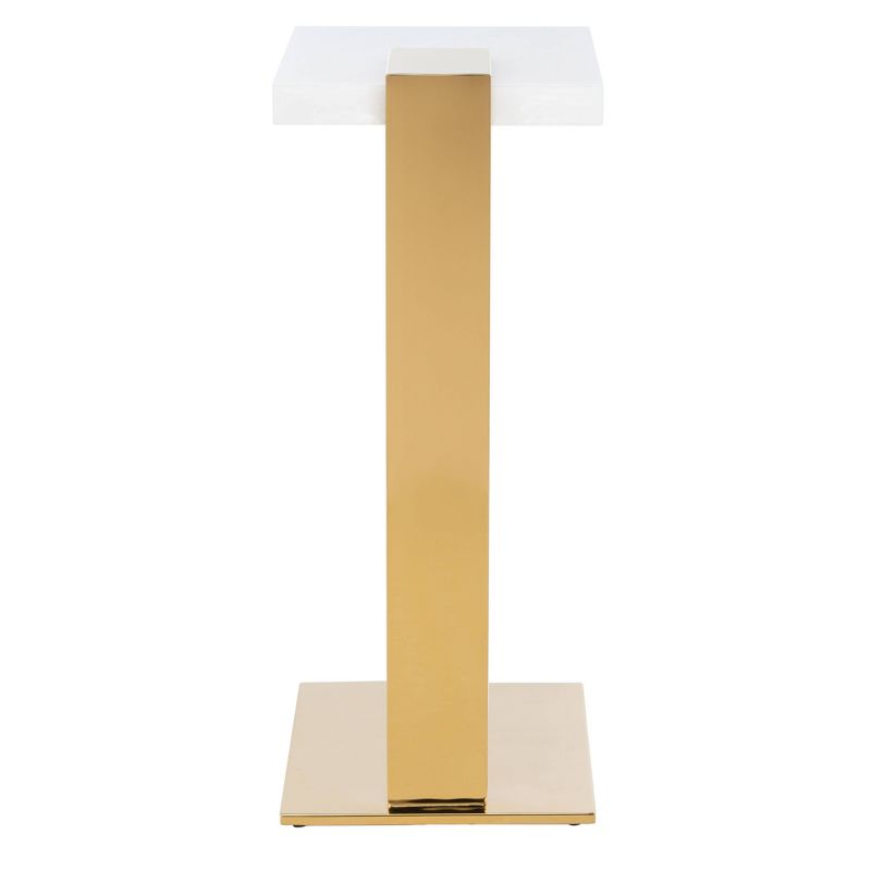 Mars Acrylic Drink Table White/Brass - Safavieh