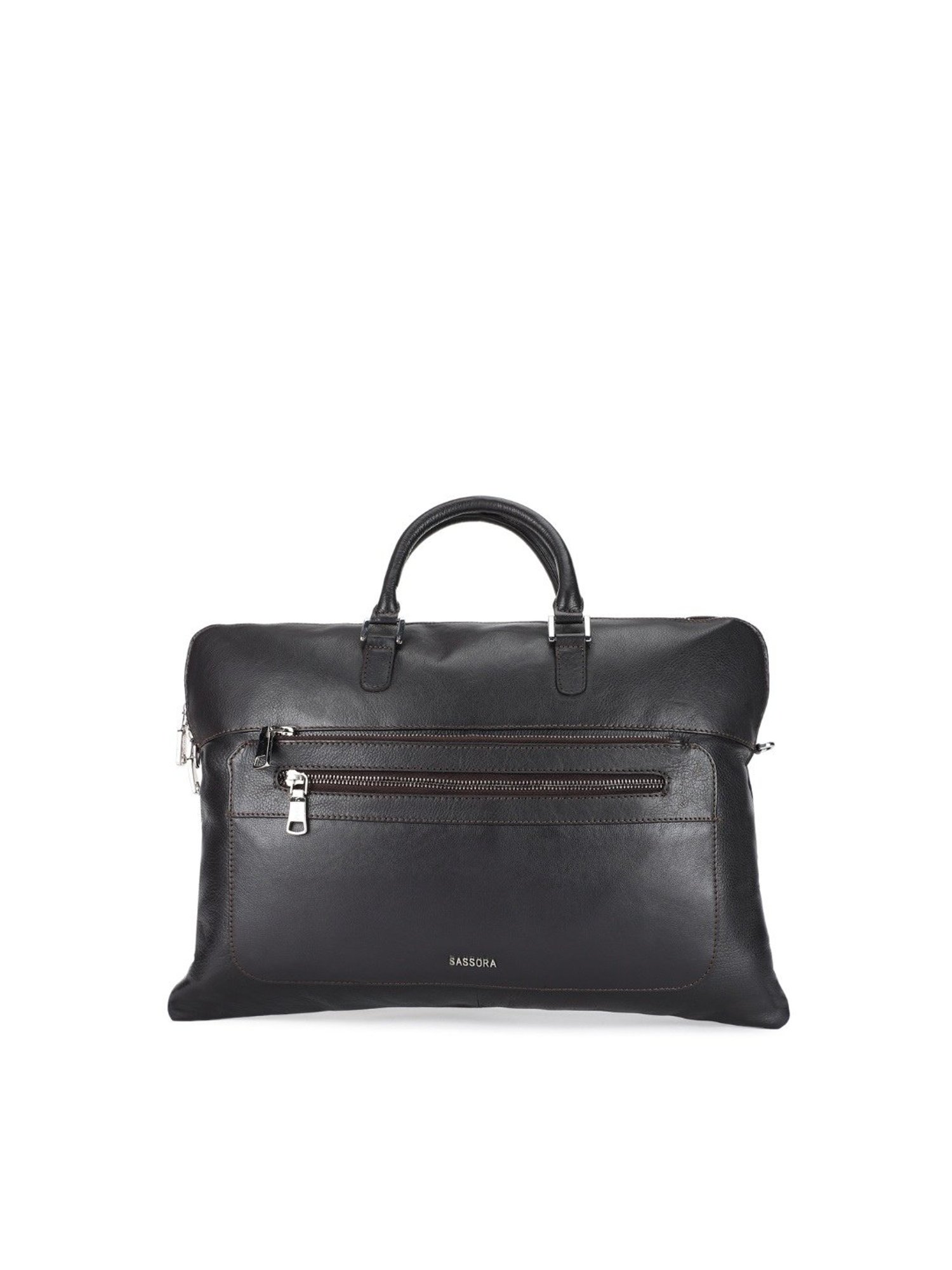 SASSORA INKY Brown Leather Medium Messenger Bag