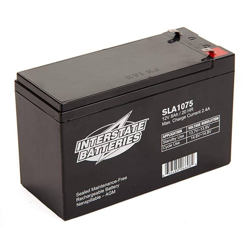 SP12-7 12V 8Ah Battery (SLA) Sealed Lead Acid Rechargeable Replacement Battery (AGM) F1 .187 Faston Terminals (SLA1075)