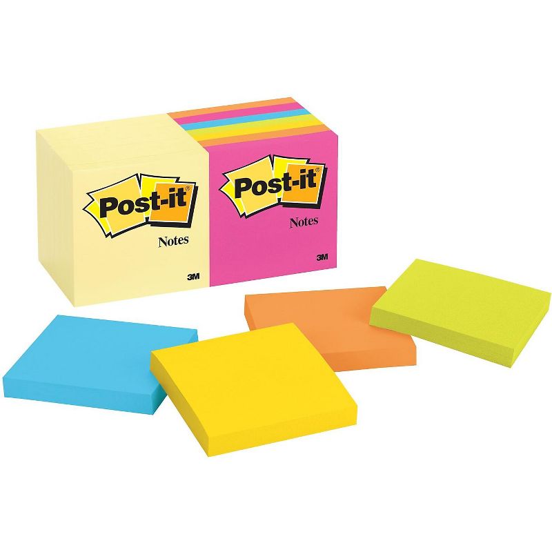 Post-it Original Pads Value Pack 3 x 3 Canary Yellow/Cape Town 100-Sheet 14 Pads 65414YWM