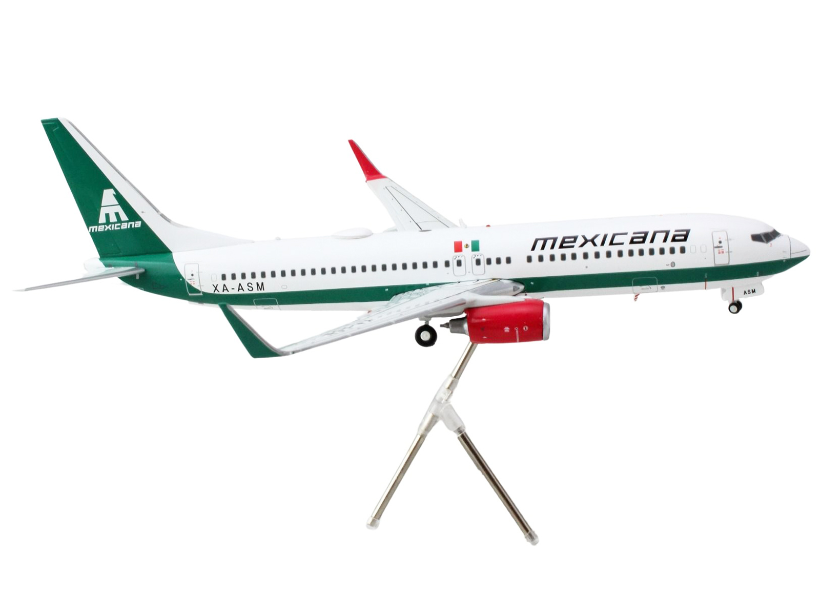 Boeing 737-800 Commercial Aircraft "Mexicana" (XA-ASM) White with Green Stripes "Gemini 200" Series 1/200 Diecast Model Airplane by GeminiJets