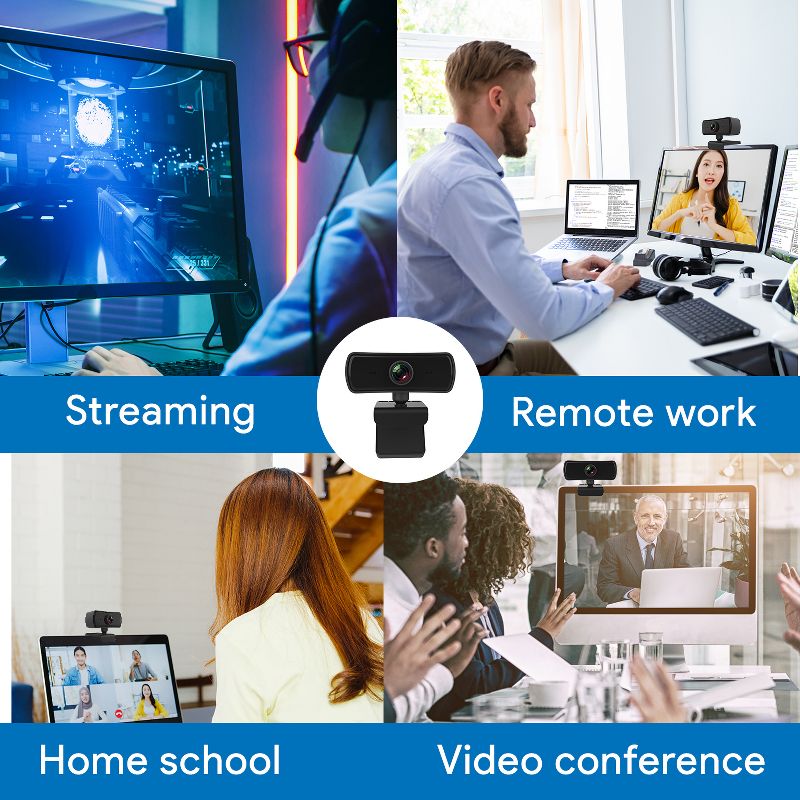 Dartwood 2K QHD USB Webcam with Built-in Microphone and Lens Cover for Conferences and Presentations