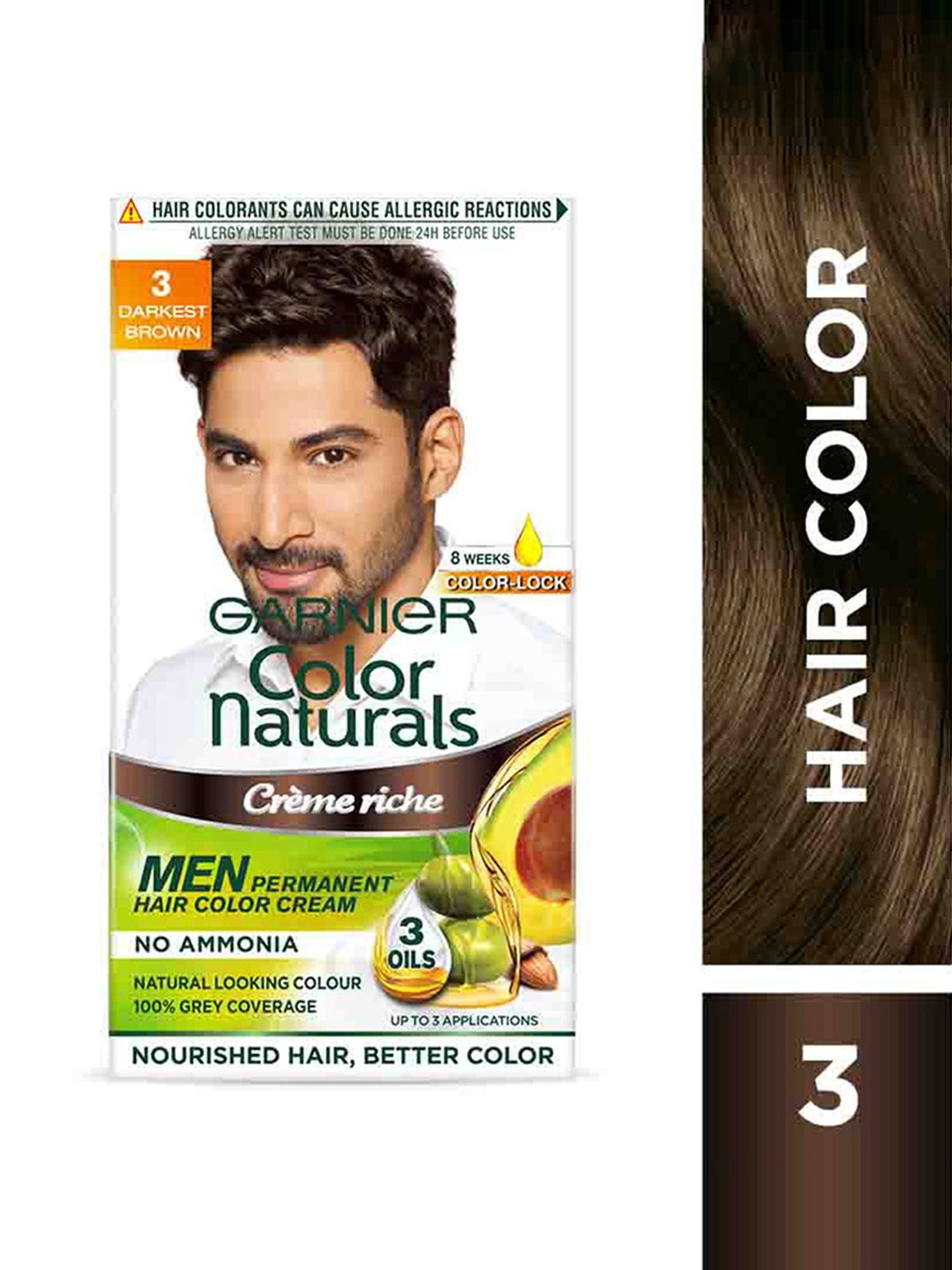 Garnier Color Naturals Hair Color for Men Shade 3 Darkest Brown - 30 ml + 30 gm