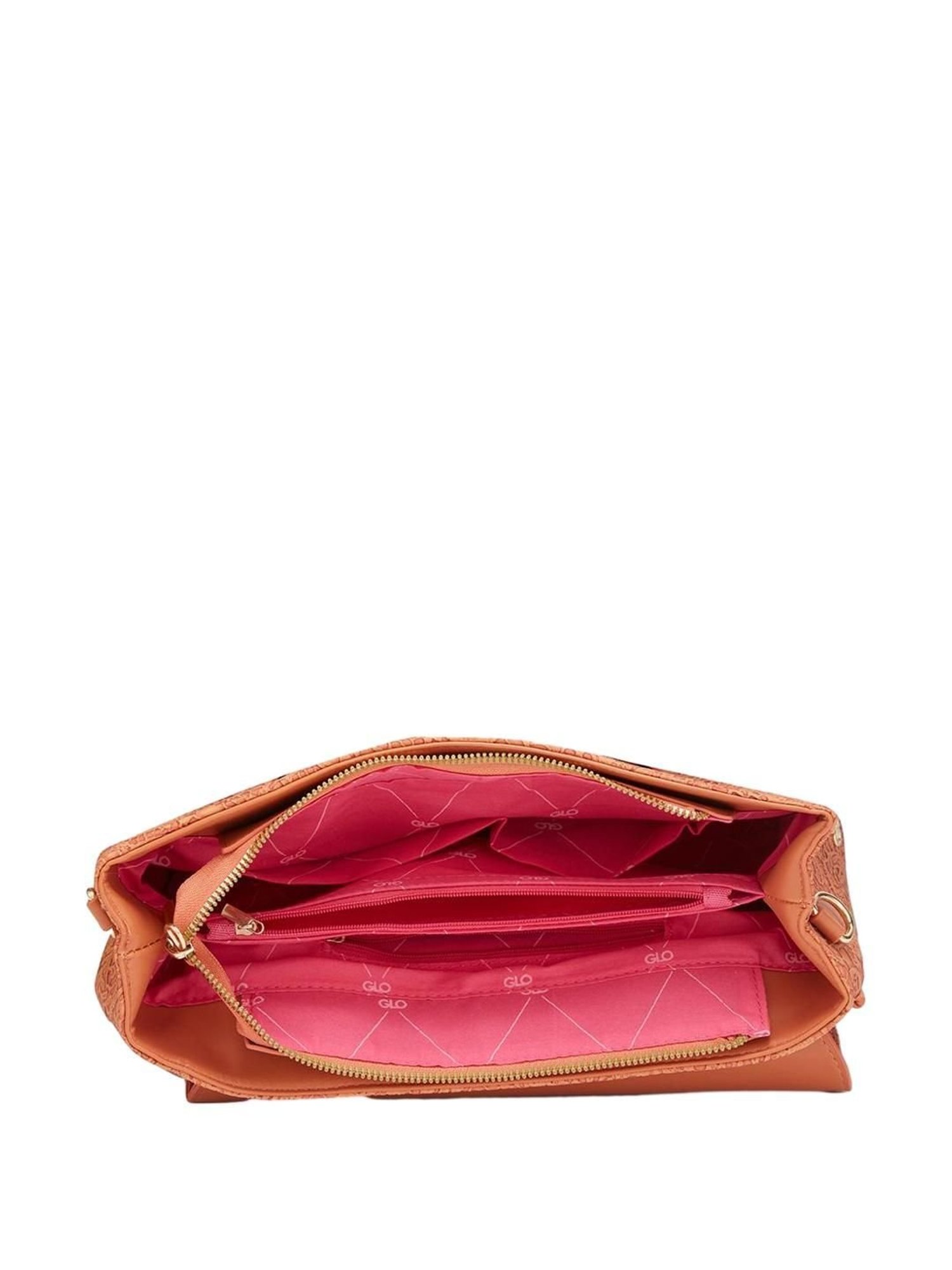 Globus Orange Textured Medium Handbag