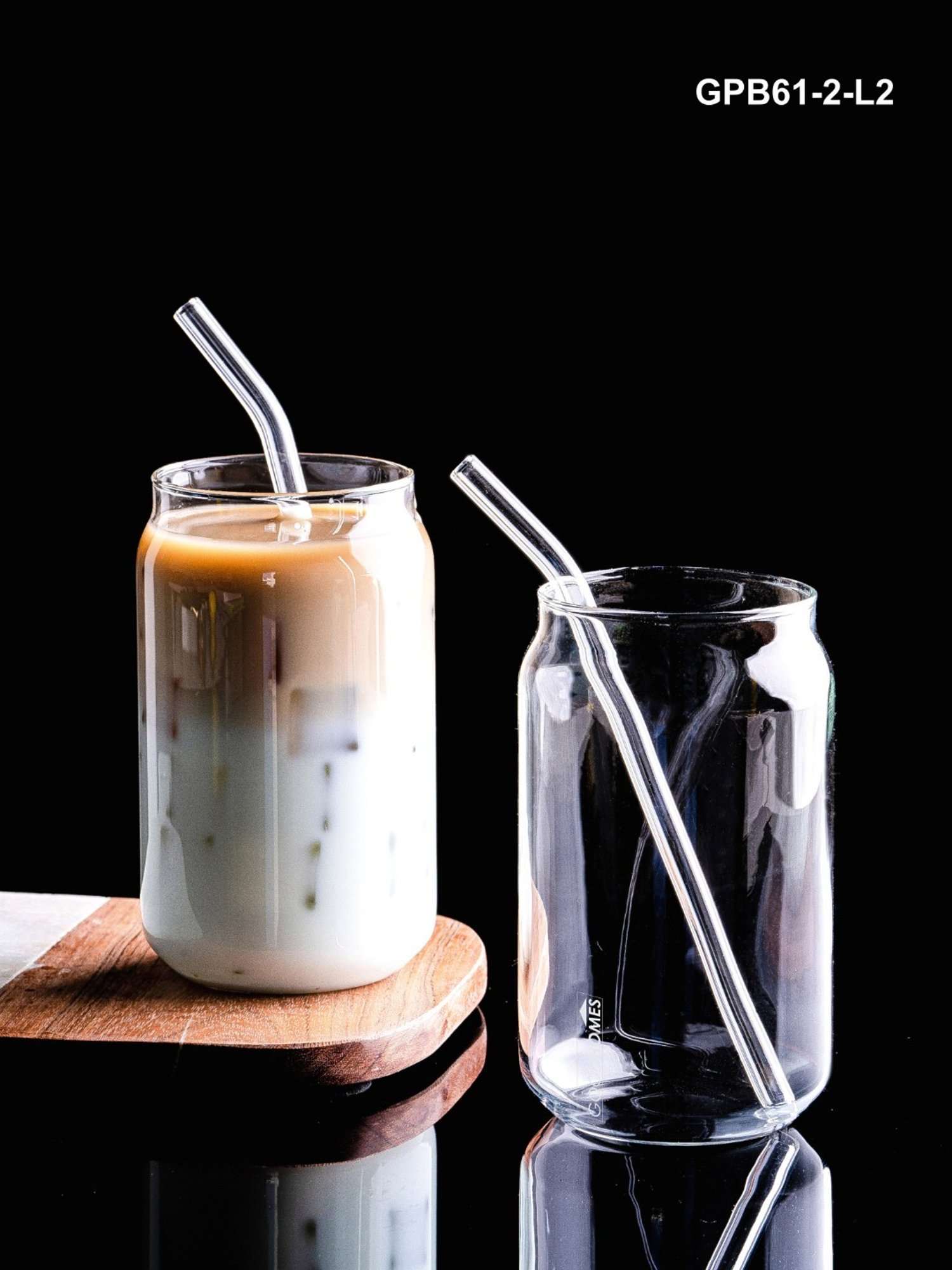 Goodhomes Transparent Glass Mason Jar with Straw - Set of 2