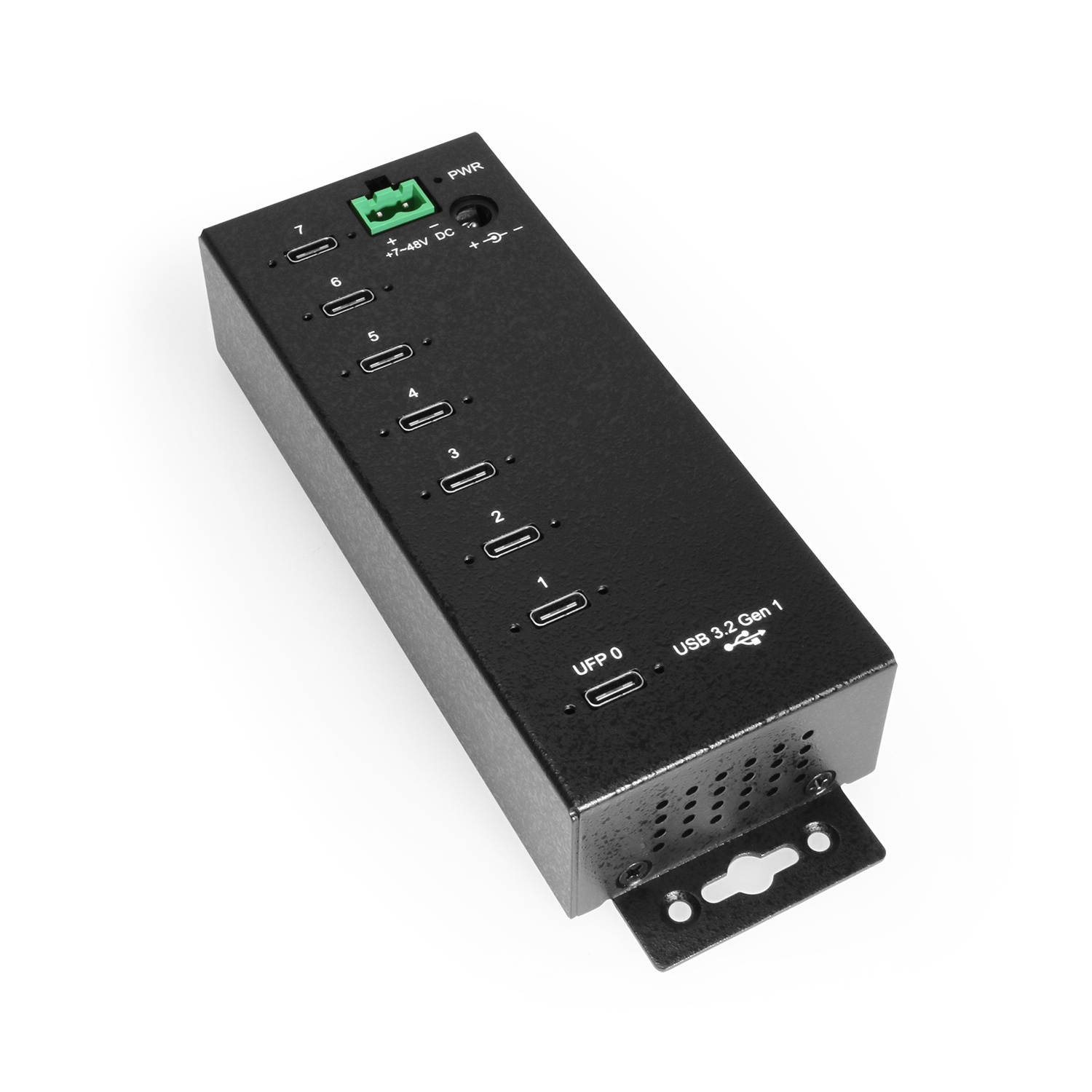 Coolgear 7-port USB-C 3.2 Hub w/ 15KV ESD Surge Protection DIN RAIL Mount