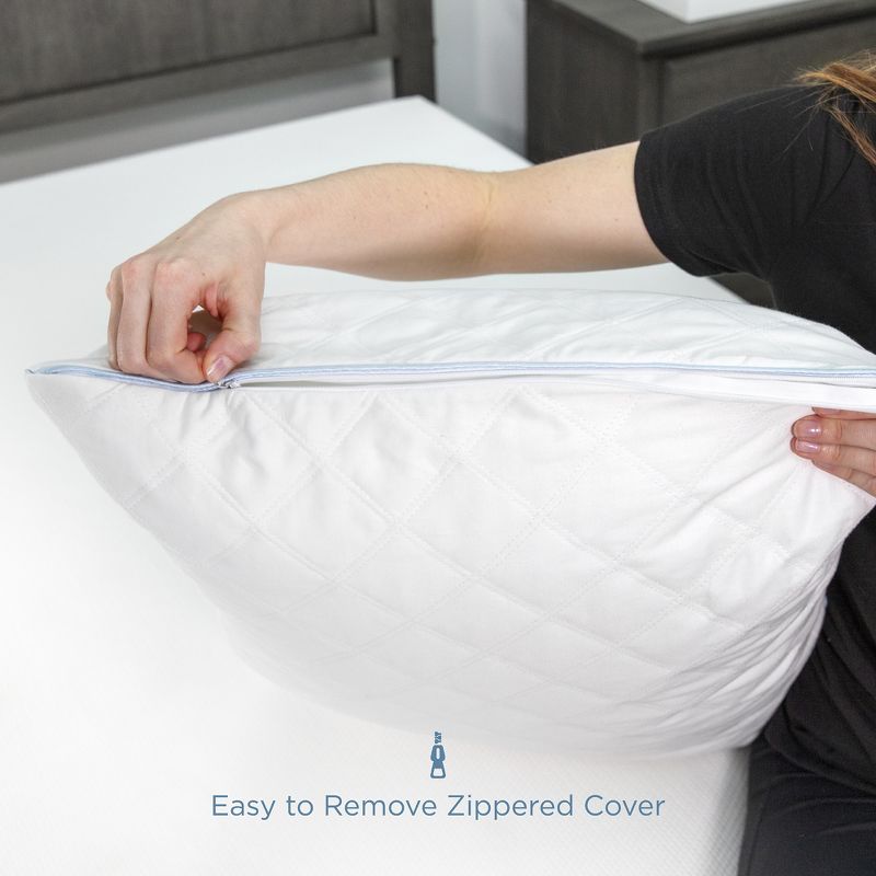 SensorPEDIC Fiber Bed Pillow with Cotton Fabric and Zippered Pillow Cover
